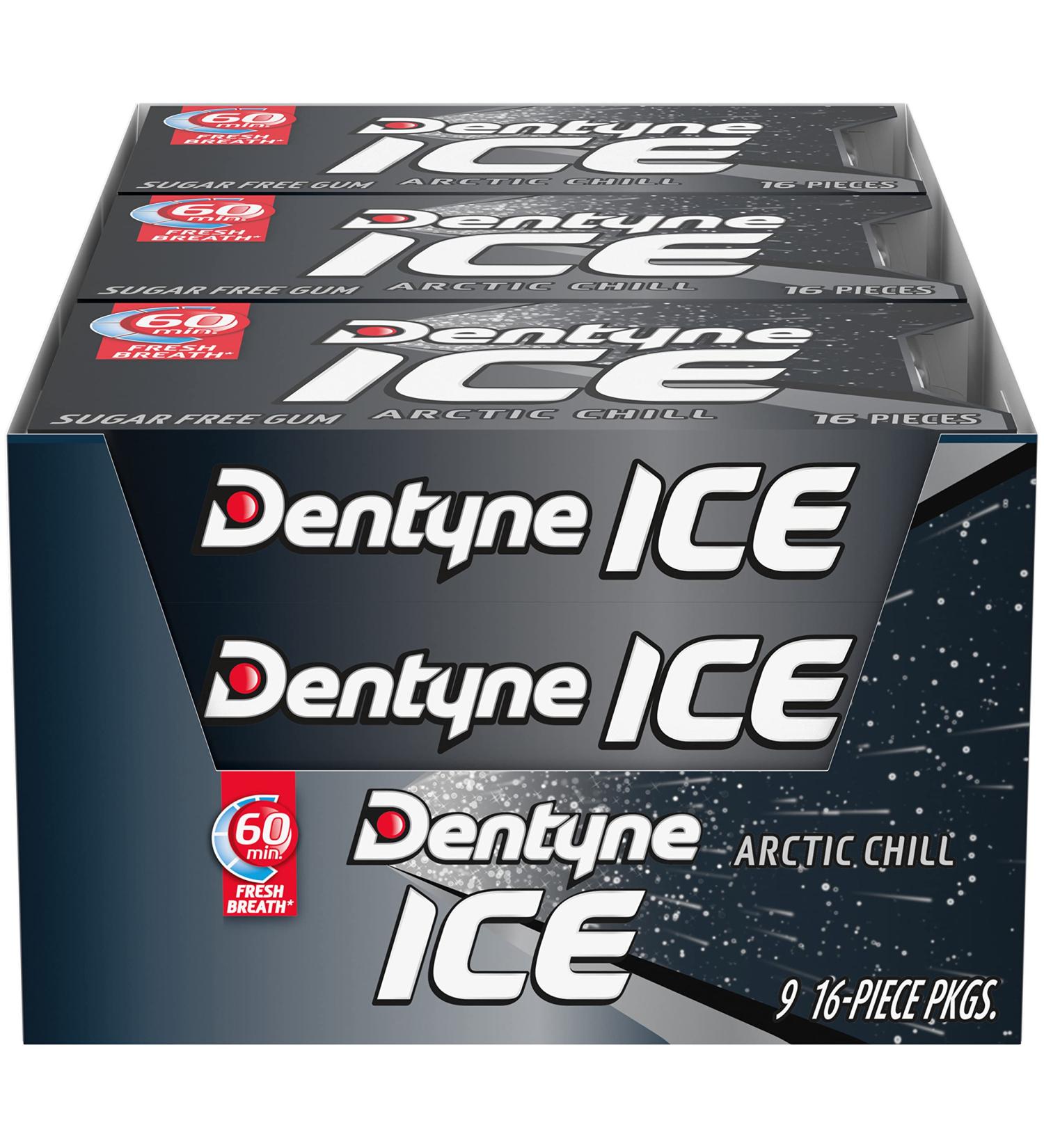 Dentyne Ice Arctic Chill Sugar Free Gum - 144 Total Pieces (16 Count, Pack of 9) - Buy Online on GoSupps.com