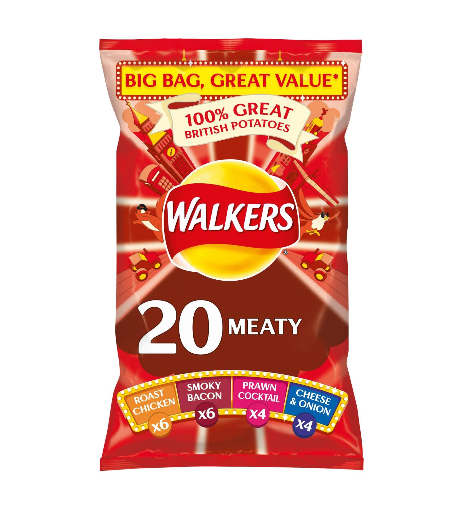 Walkers Meaty Multipack Crisps 20 x 25 g