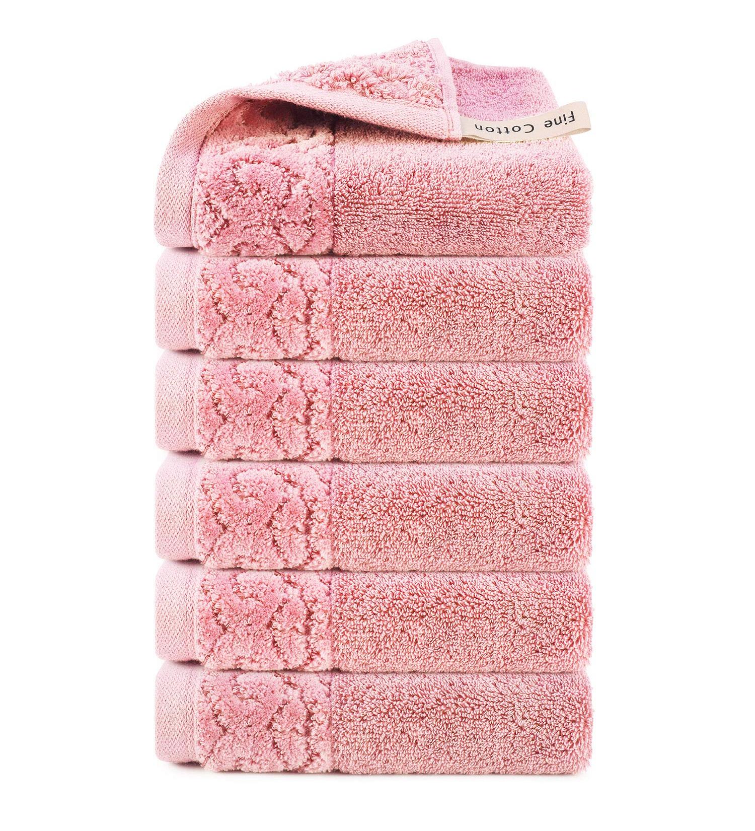 Luxury Cotton Washcloths 6 Pack - Large Hotel Spa Bathroom Face Towel (Pink) - Buy Online on GoSupps.com