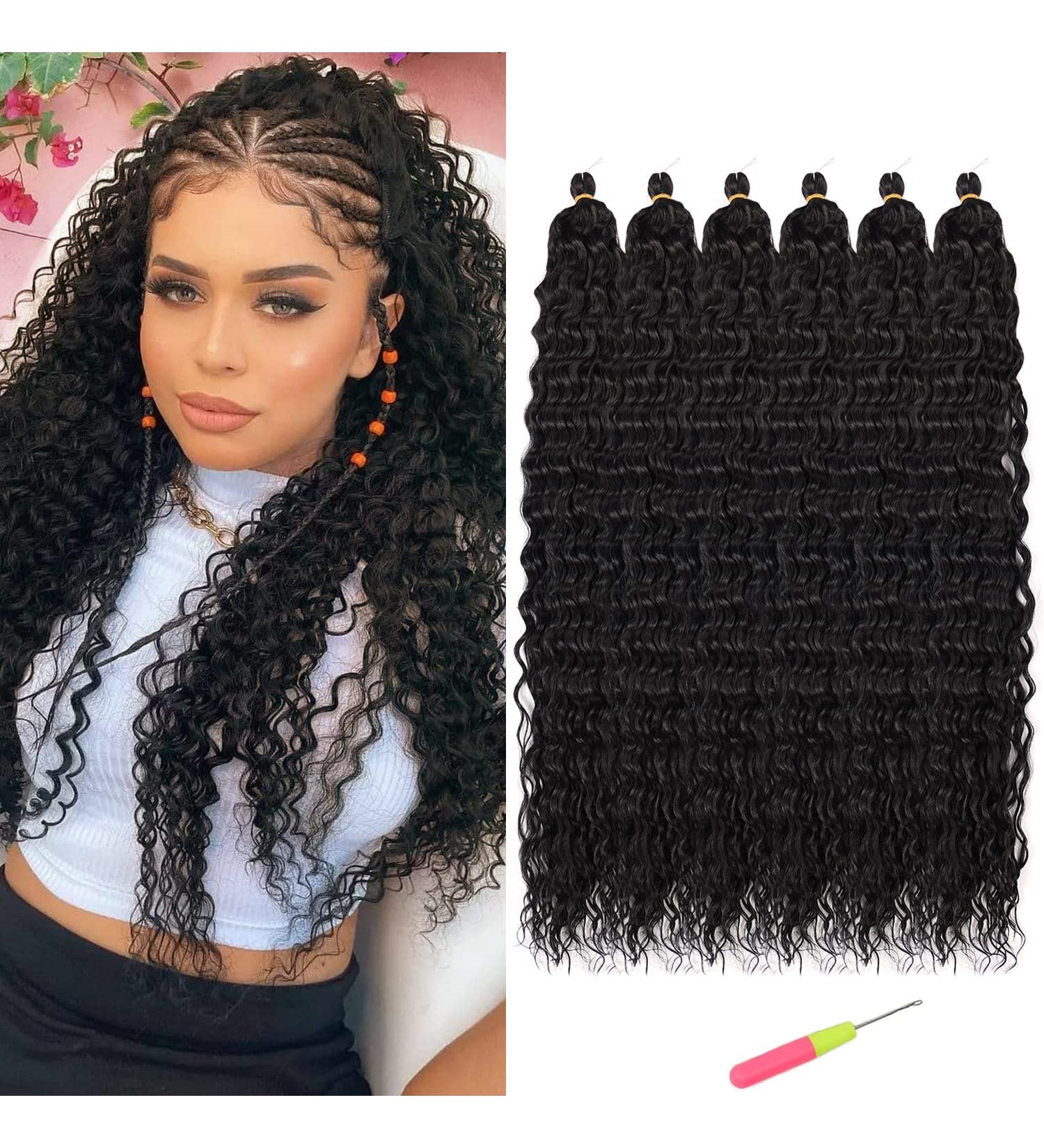 30 inch Maysa Soft Ocean Wave Crochet Hair Extensions - 120g/Pack - 6 Pack - 30 Inch Deep Wave Synthetic Hair in 1B Natural Black - Long Soft Curly Extensions for Black Women - Buy Online on GoSupps.com