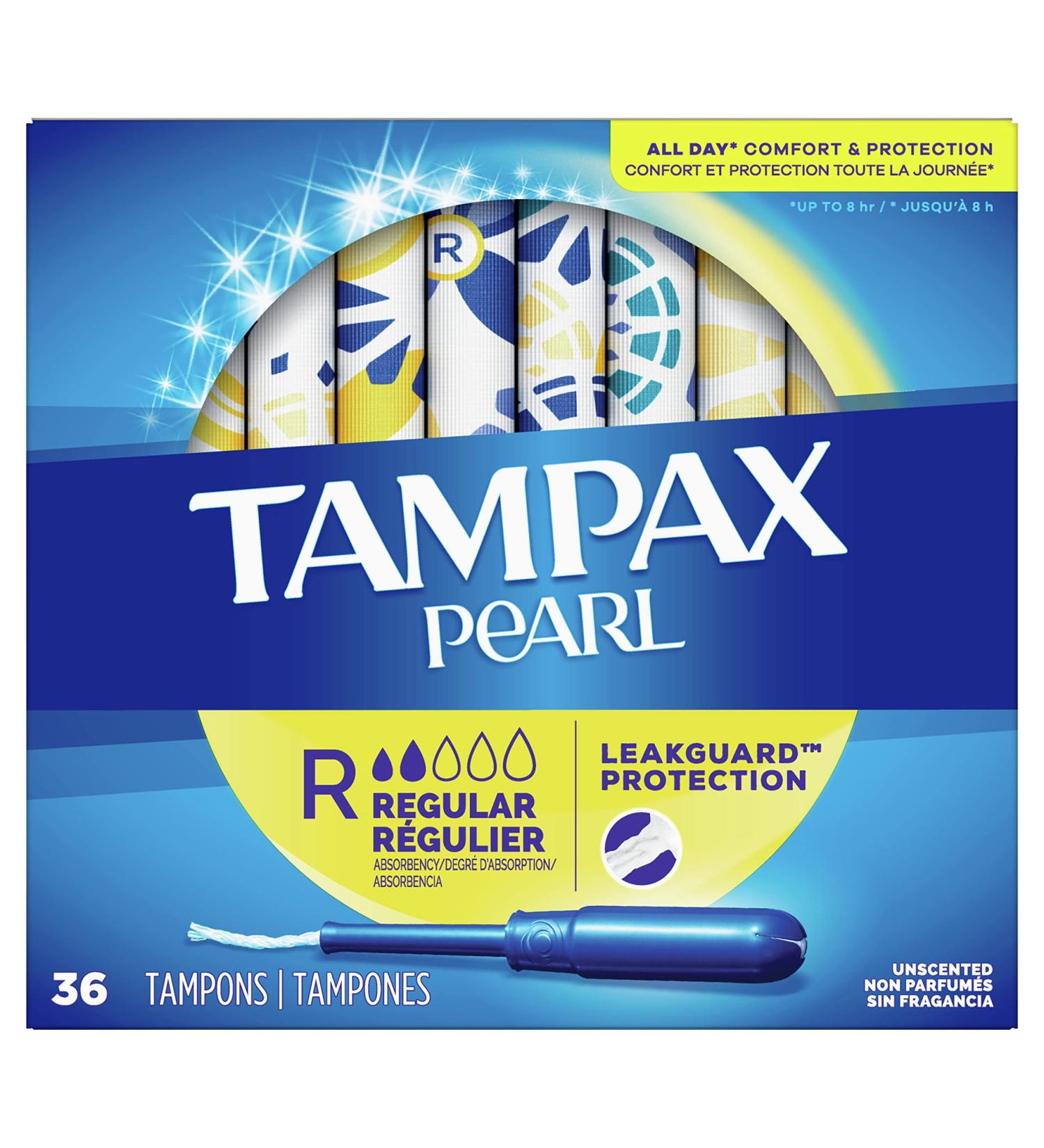 Tampax Pearl Plastic Unscented Tampons Regular 36 Count Unscented One Size - Buy Online on GoSupps.com