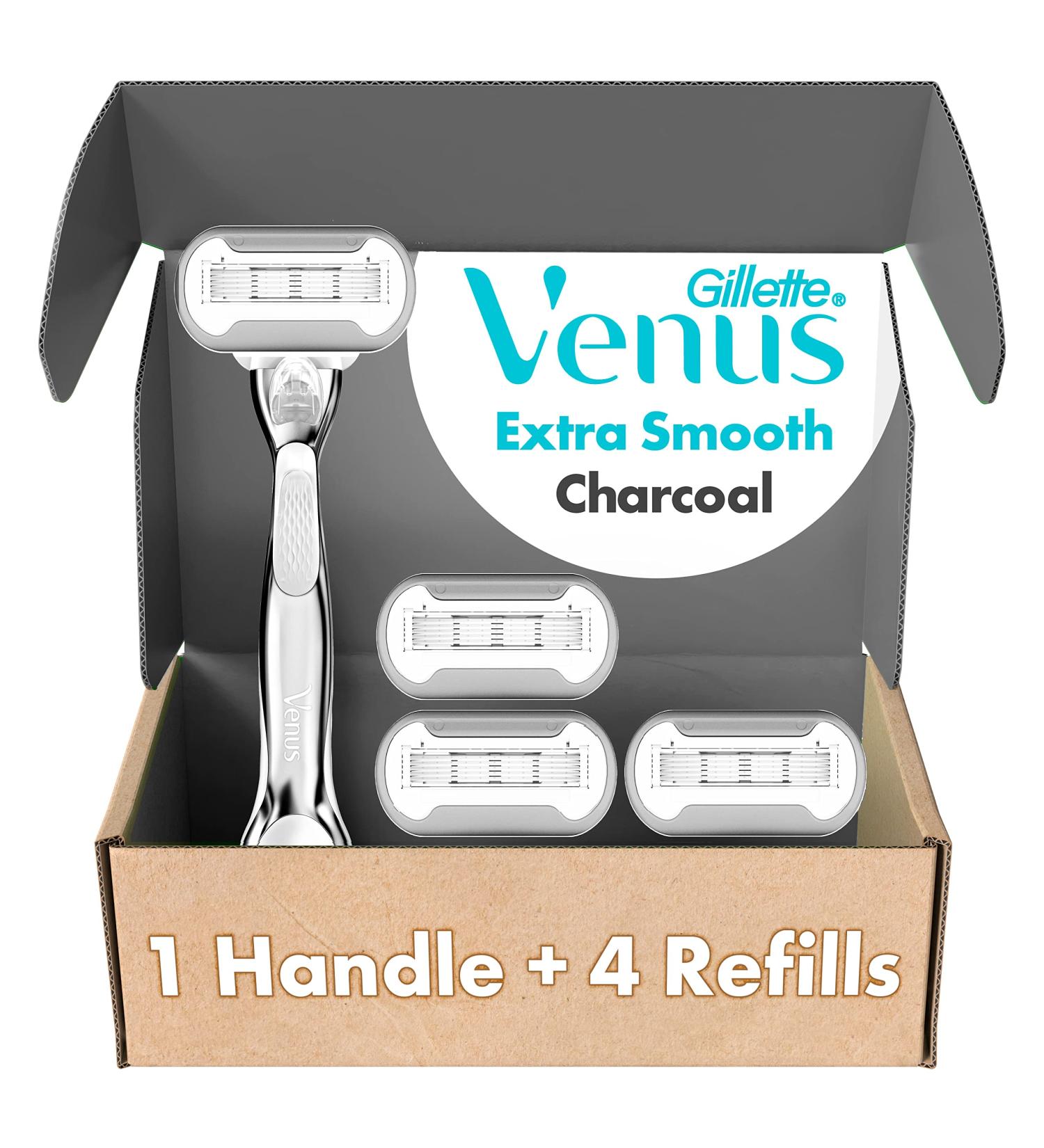 Gillette Venus Extra Smooth Charcoal Women's Razor Handle with 4 Blade Refills - Buy Online on GoSupps.com