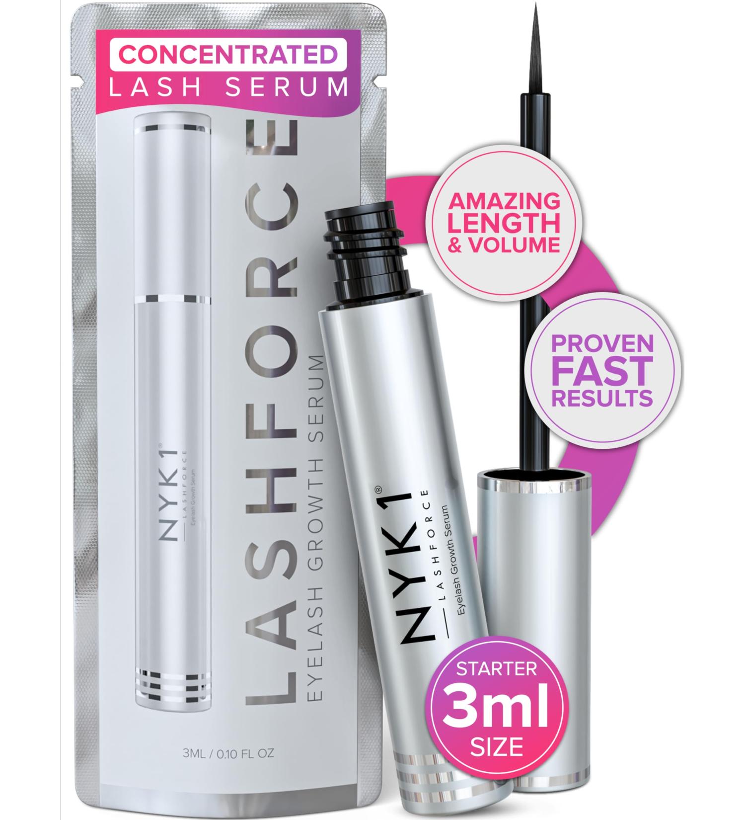 NYK1 CONCENTRATED Lash Serum For Eyelash Growth (3ml) LashForce Eyelash Serum To Grow Lashes Longer And Thicker - Lash Growth Serums For Easy Application And Long Lasting Results For Fuller Eyelashes LashForce (3ml) Lash Gr  - Buy Online on GoSupps.com