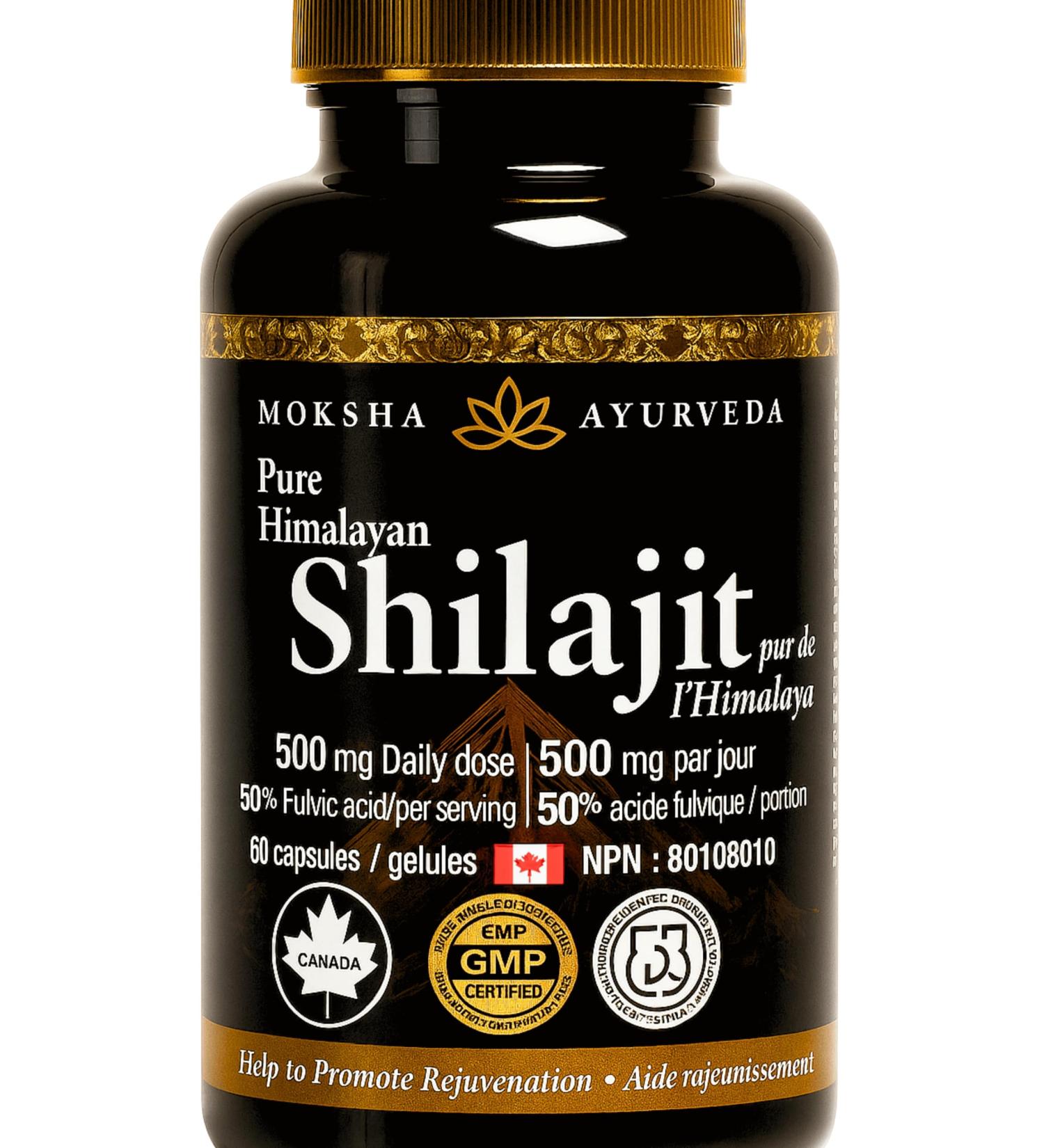 Natural Testosterone Support Energy Detox Vitality Full Strength Shilajit Ultra Gold + 60 Lab Tested Purified Capsules |The Clean Resin Upgrade|Himalayan 500mg 50% Fulvic Acid Moksha Ayurveda - Buy Online on GoSupps.com