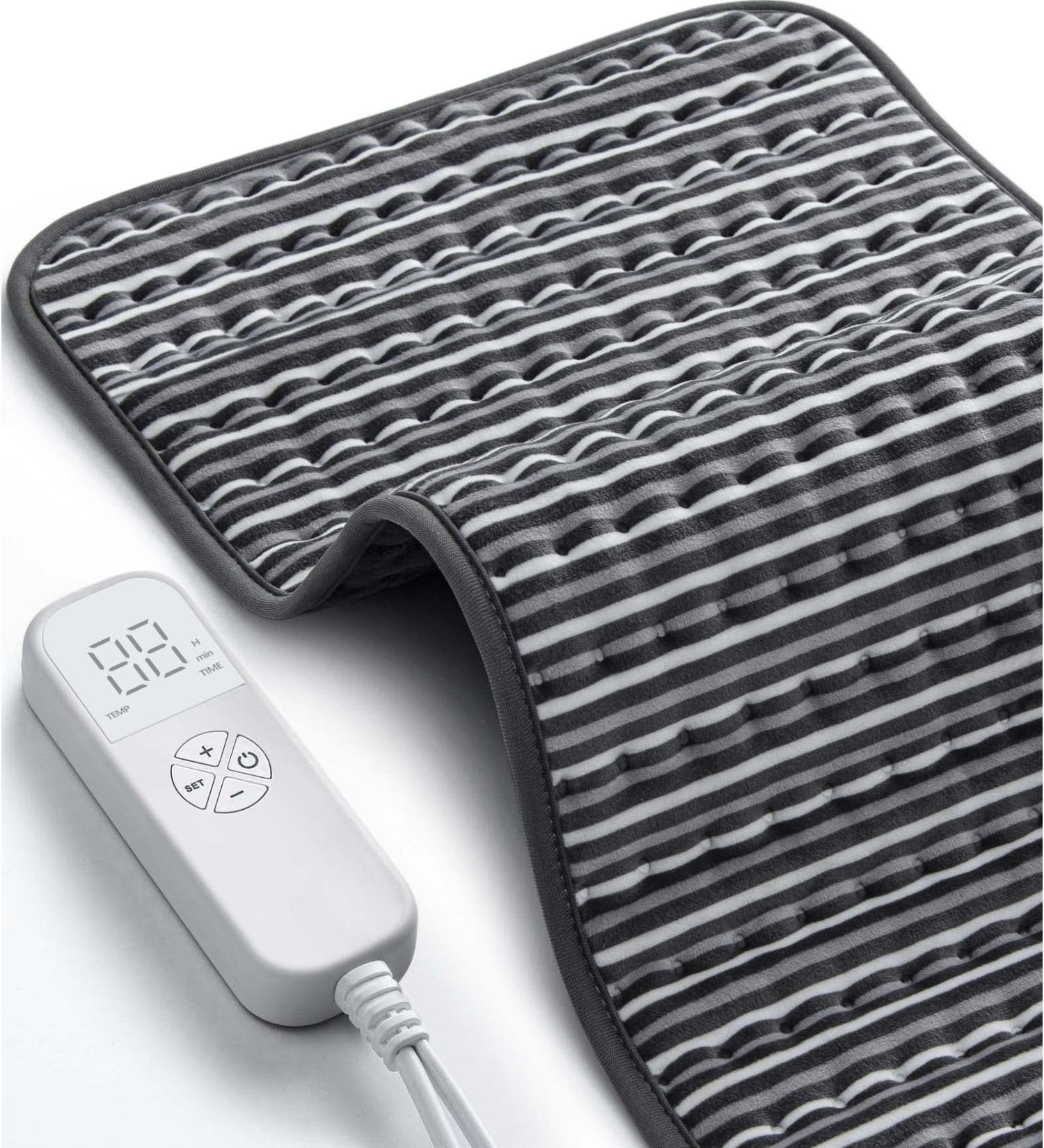 Heating Pad for Back Neck and Shoulder Pain Relief - 6 Heat Settings, Auto Shut-Off - Moist/Dry Heat Options - Machine Washable - 12 x 24 - Gifts for Women/Men - Stripe - Buy Online on GoSupps.com