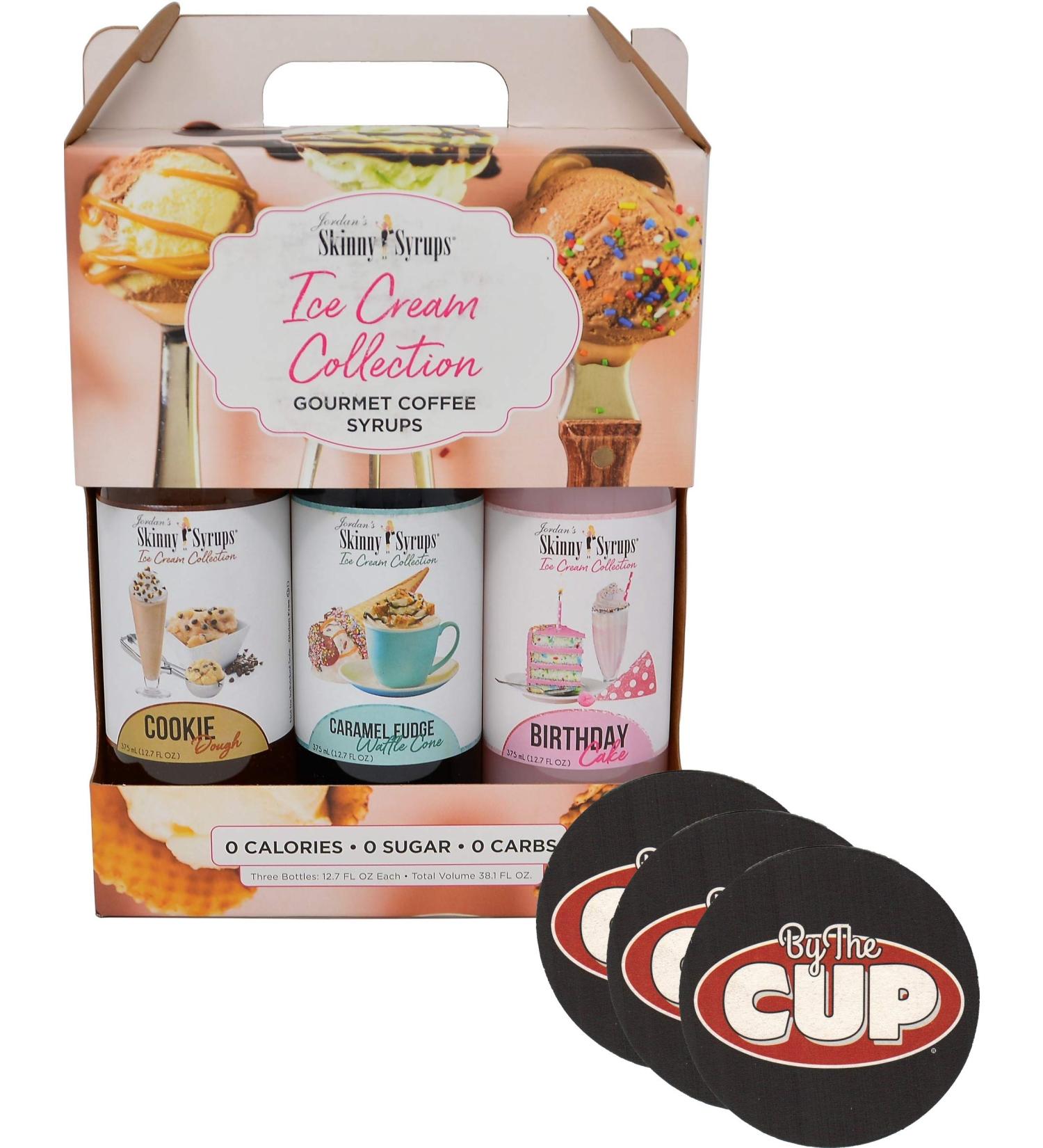 Jordan's Sugar-Free Ice Cream Syrup Trio Gift Box 12.7oz - With By The Cup Coasters - Buy Online on GoSupps.com