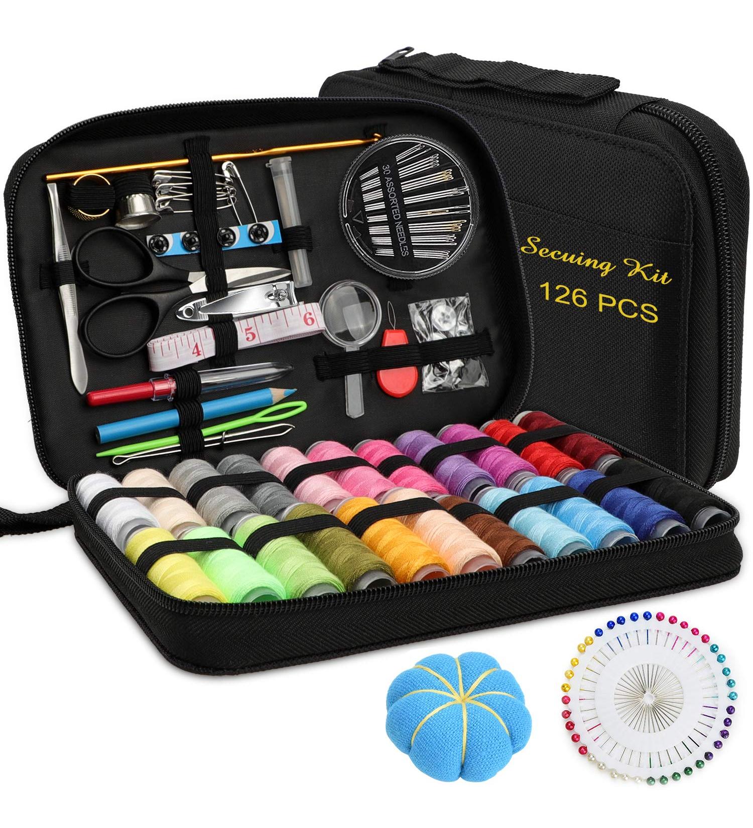 Marcoon DIY Sewing Kit with Accessories - Portable Mini Sewing Supplies for Beginners - Premium Black Carrying Case Included - Buy Online on GoSupps.com