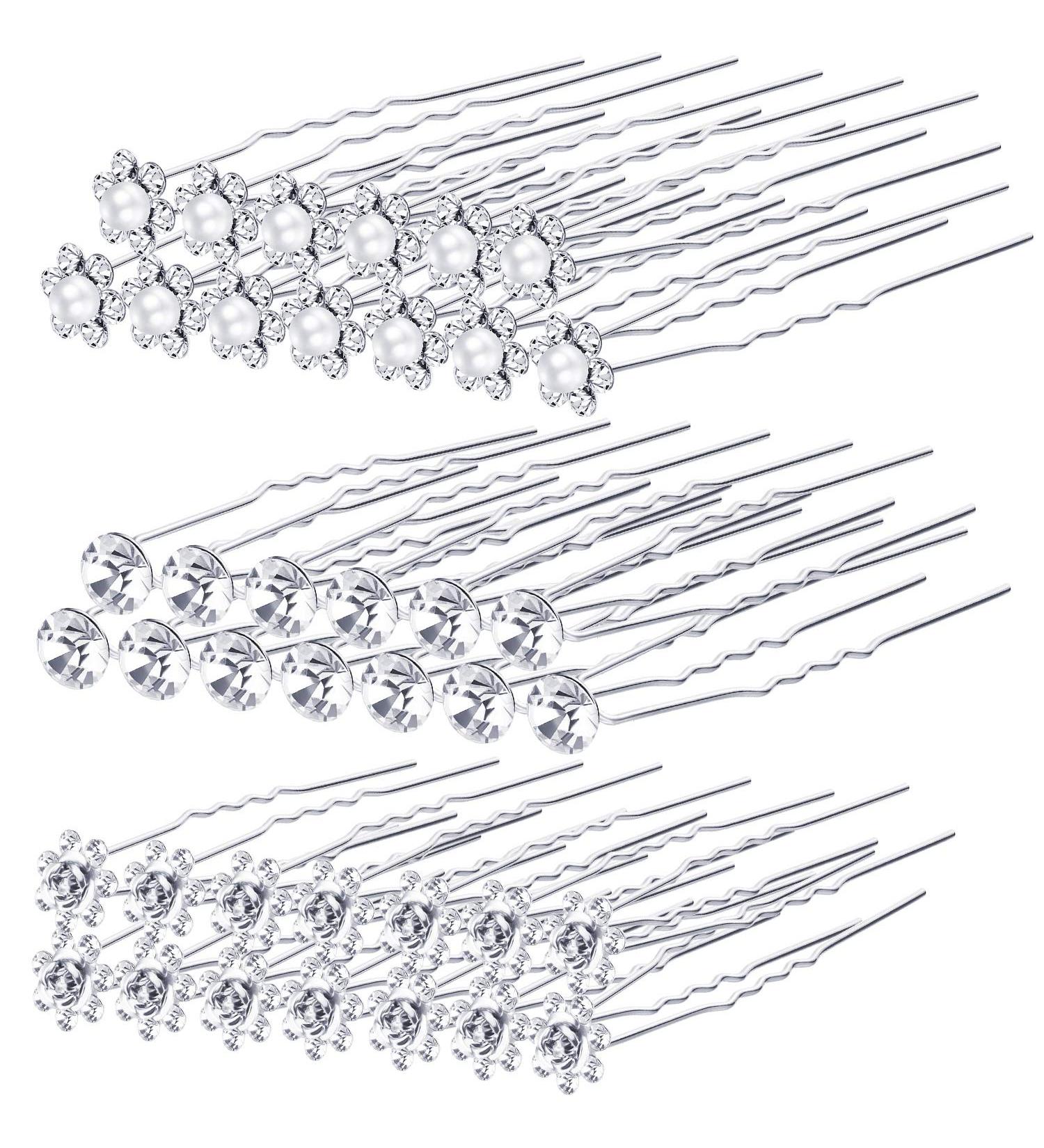 40 Pack Rhinestone Bridal Wedding Hair Pins - Elegant Hair Accessories for Women and Girls (Style B) - Buy Online on GoSupps.com