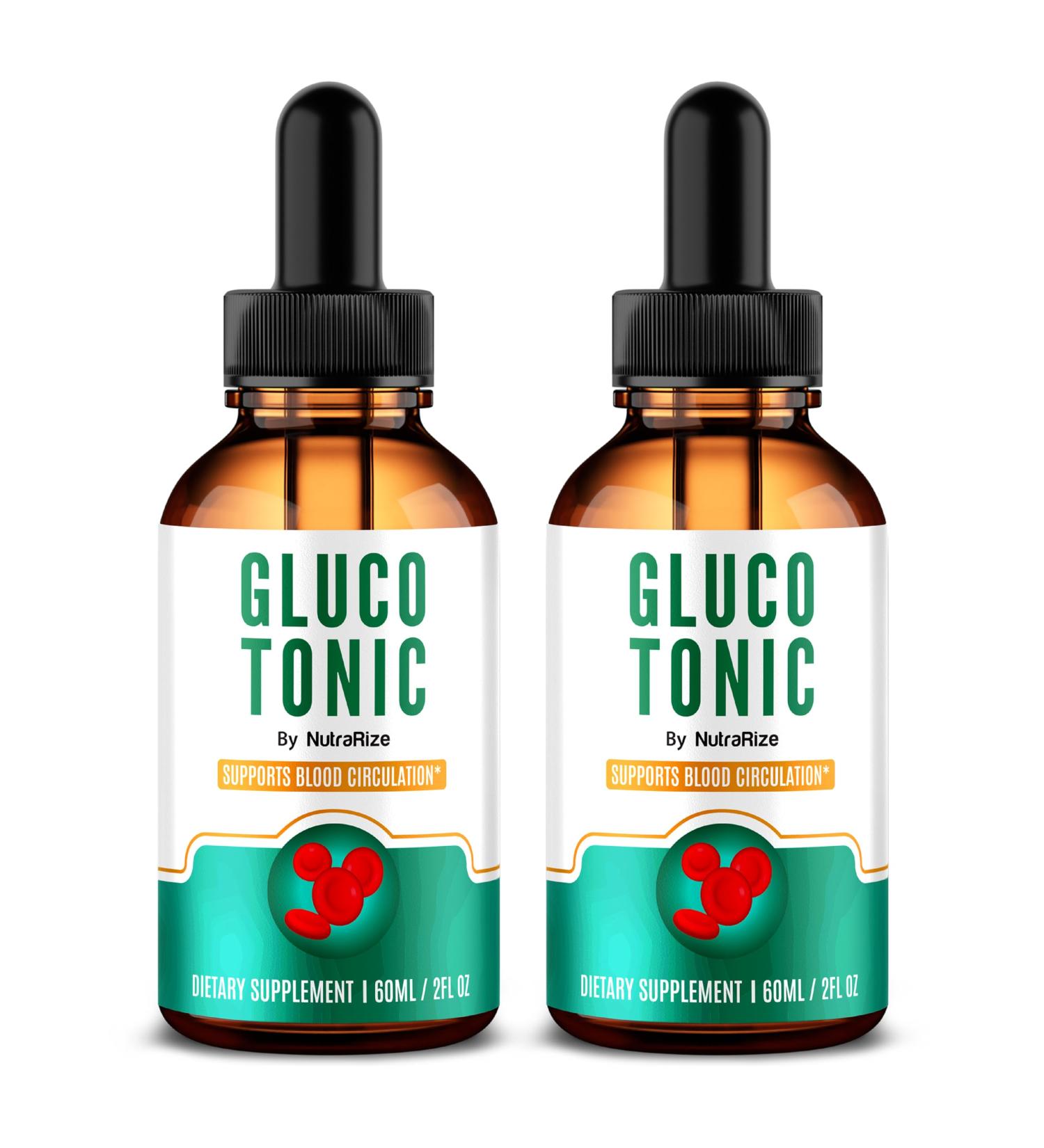 (2 Pack) Gluco Tonic - Official Gluco Tonic Drops Formula All Natural Support For Energy Circulation and Healthy Levels Premium GlucoTonic Liquid Dropper GlucoTonic En Gotas Review (60 Servings)