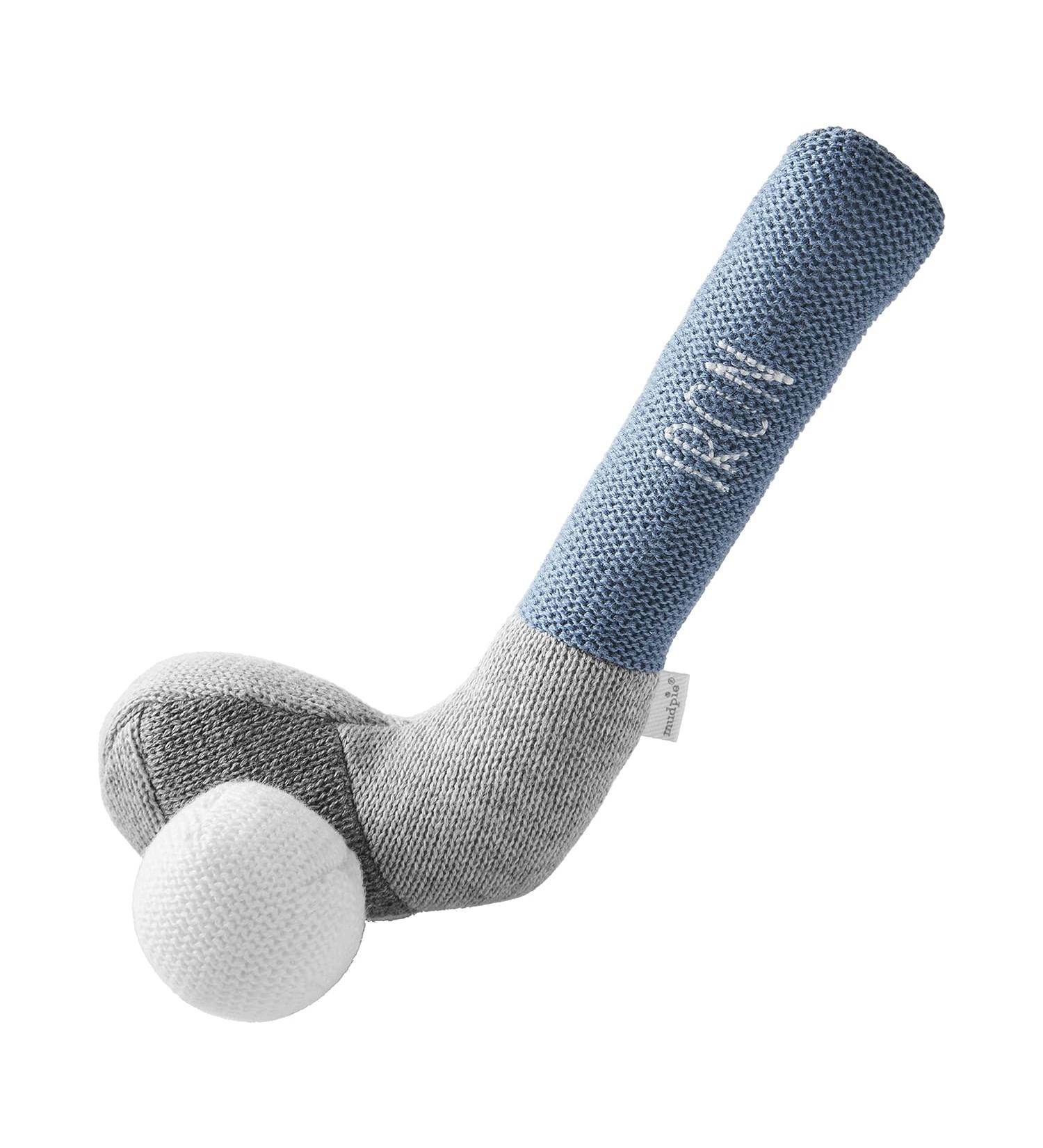 Mud Pie Children's Blue Knit Rattle - Iron Club Toy for Kids - Buy Online on GoSupps.com