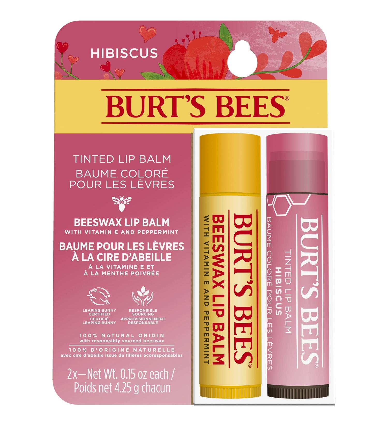 Burt's Bees Lip Care Multipack - Beeswax & Tinted Hibiscus Lip Balm Value Pack (2 x 4.25g) - Shop Internationally - Buy Online on GoSupps.com