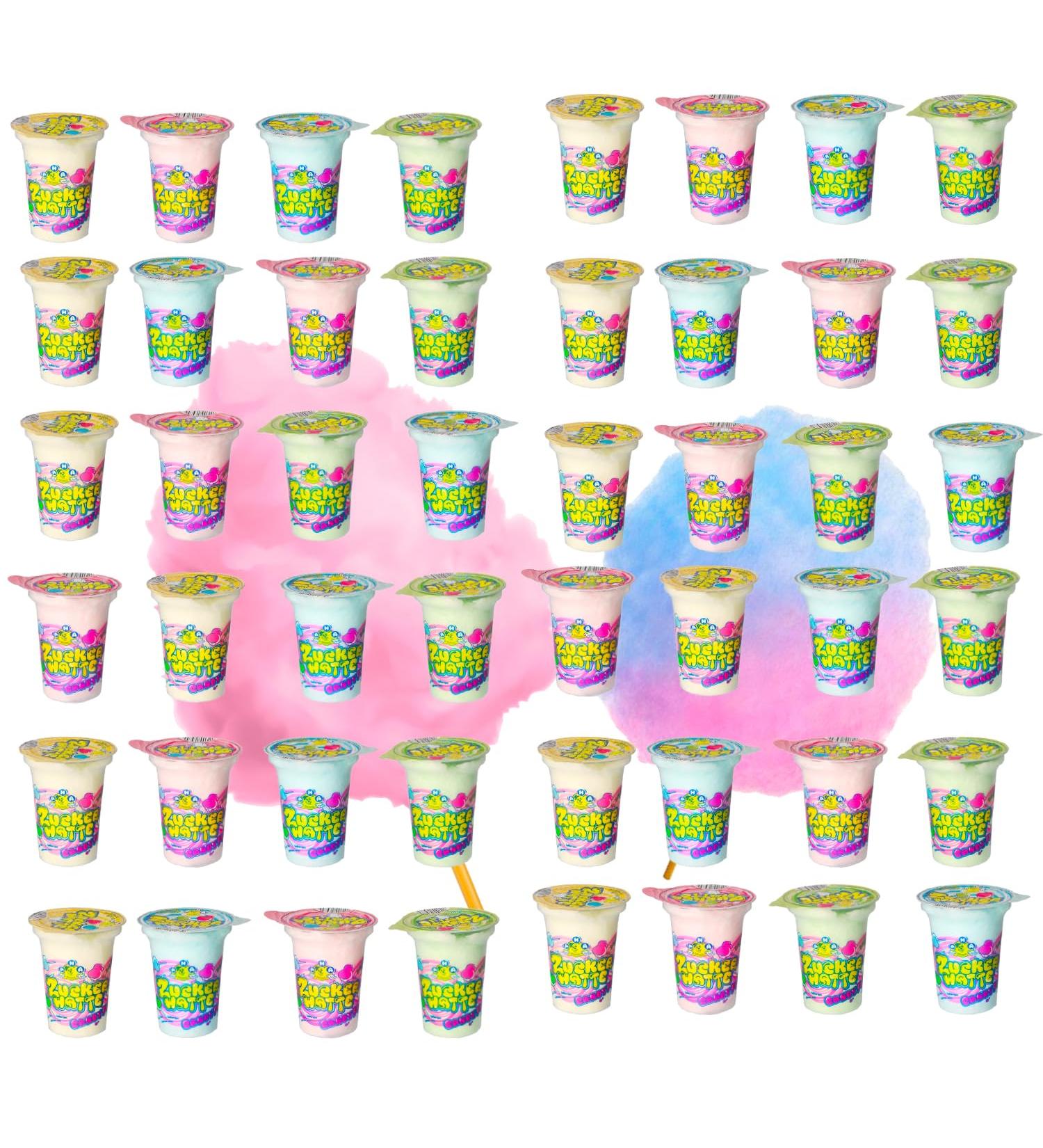 Aha Cotton Candy Variety Pack - 48 x 20g Cups: Apple Banana Strawberry Tutti Frutti - 4 Colorful Flavors for International Shipping - Buy Online on GoSupps.com