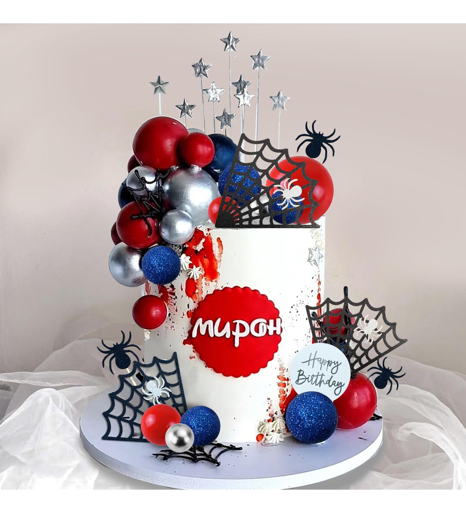 DRWATE Spider Cake Topper with Spider Web Balls Stars for Boys Men Birthday Party Baby Shower Supplies (Spider) - Buy Online on GoSupps.com