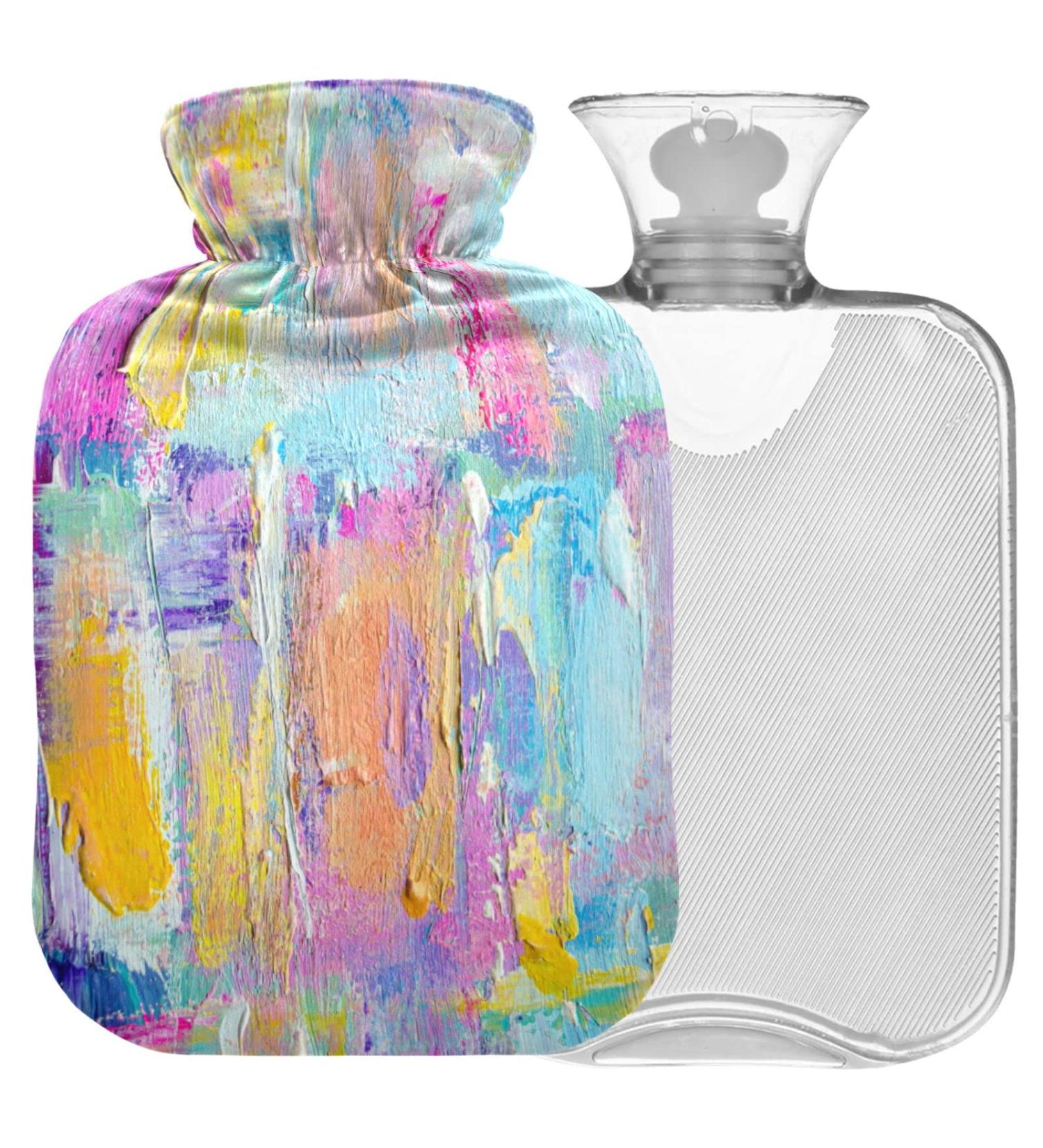 Shop Naanle Colorful Oil Painting Heat Bottle - 2L Transparent Hot Water Bottle for Pain Relief & Warmth | Ideal for Bed Hands & Feet Therapy - Buy Online on GoSupps.com