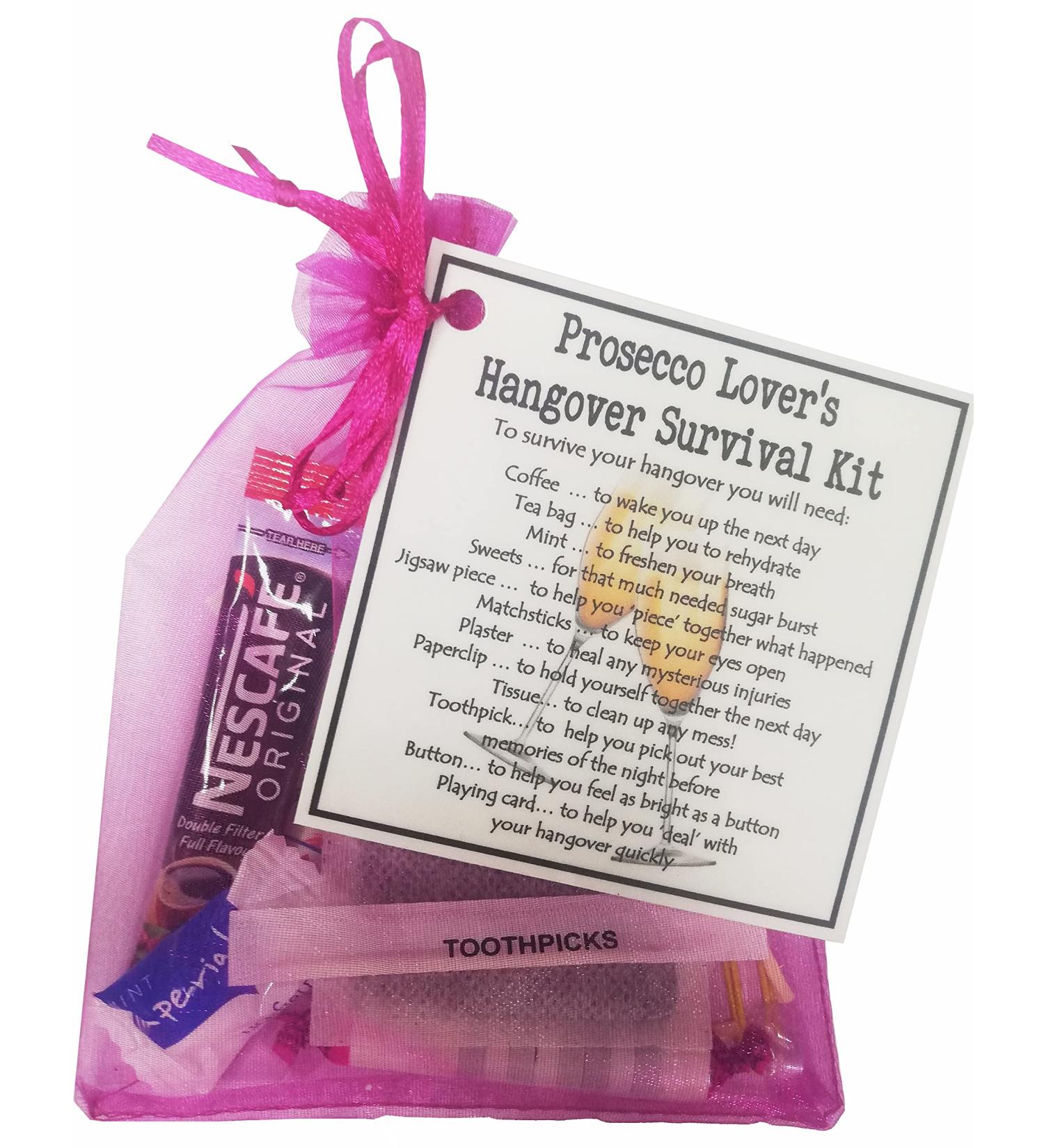 SMILE GIFTS UK Prossecco Lover's Hangover Survival Kit Gift (Novelty Party favour birthday hangover gift beer gift drinking gift stocking filler secret santa novelty hangover gift)