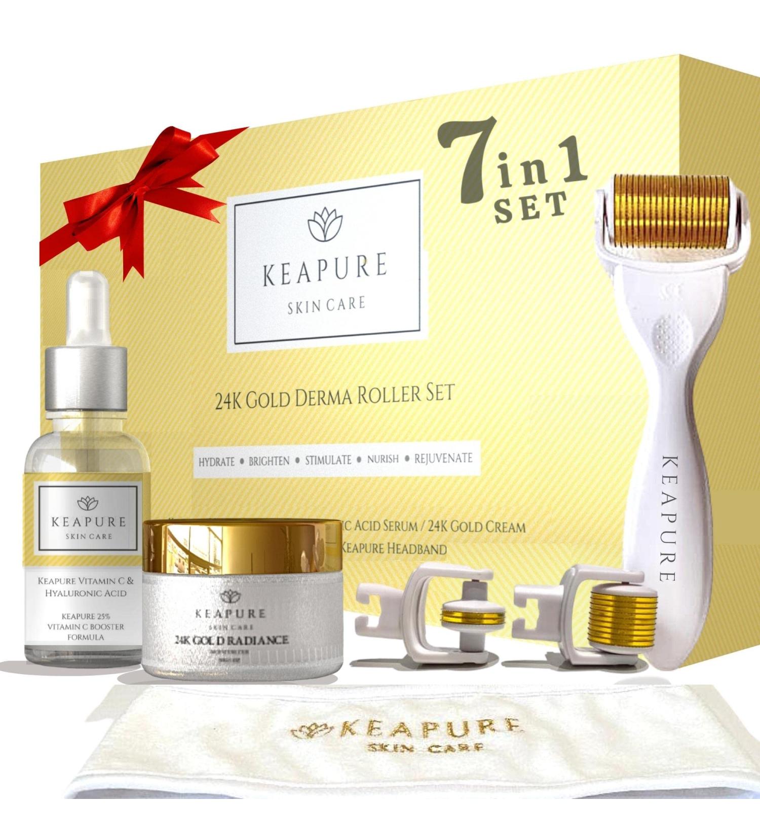 Derma Roller Kit for Face & Body - 540 Microneedle Set with Moisturizing Cream & Vitamin C Serum | Stretch Marks & Skin Care Solutions - Buy Online on GoSupps.com