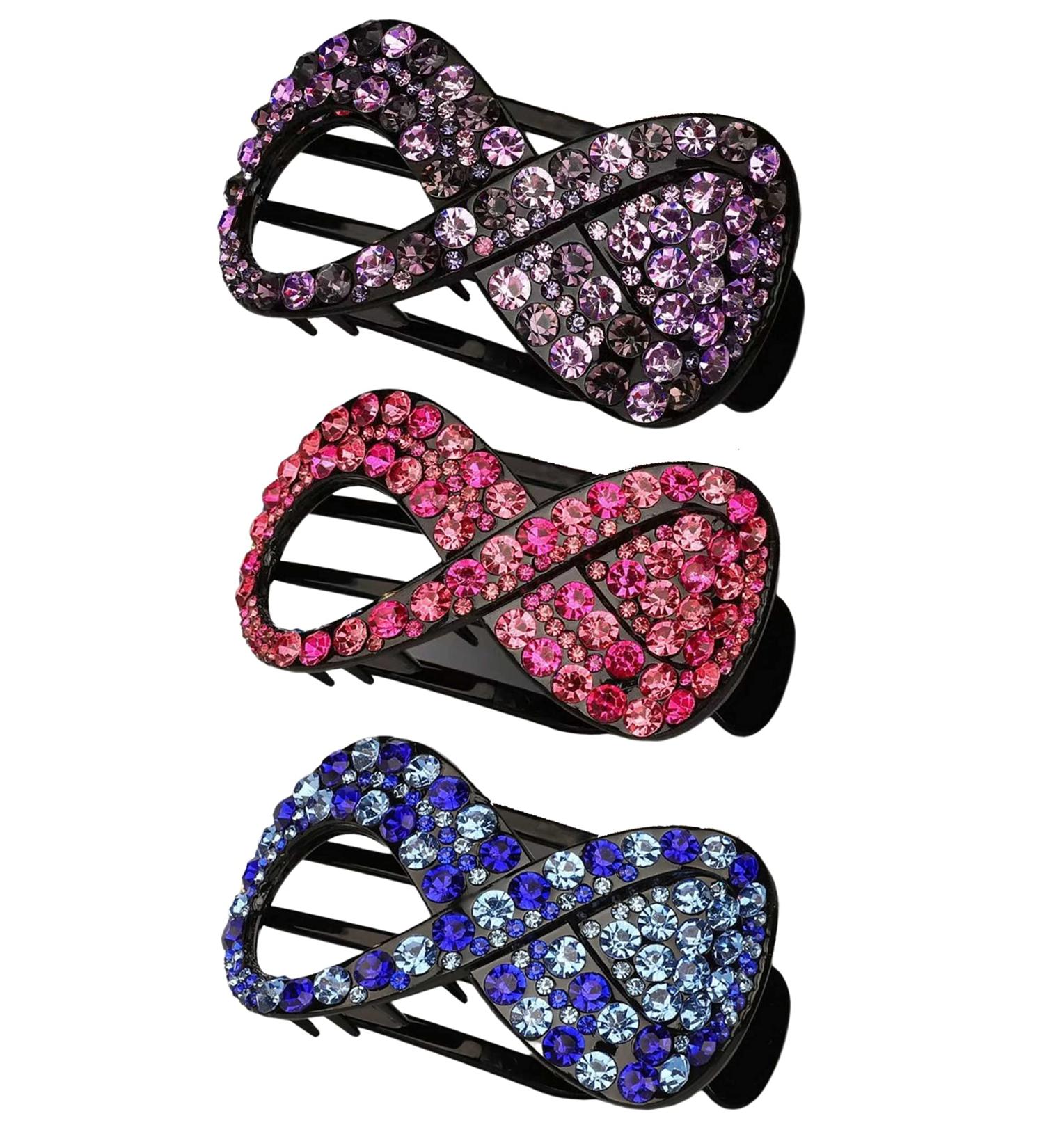 Shop Vintage Rhinestone Hair Clips for Women | Large Elegant Accessories for Thick & Thin Hair - Blue Red Purple - Buy Online on GoSupps.com