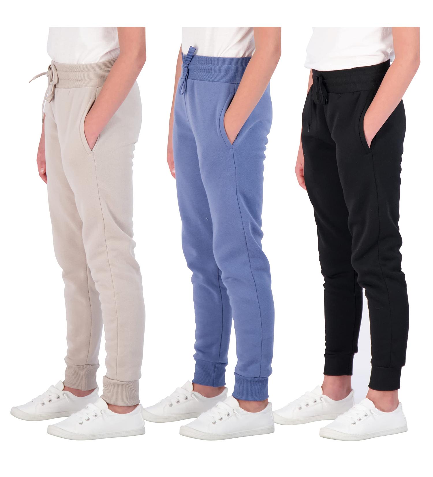 Real Essentials Girls' Fleece Joggers 3-Pack - X-Large (Ages 7-16) - Buy Online on GoSupps.com