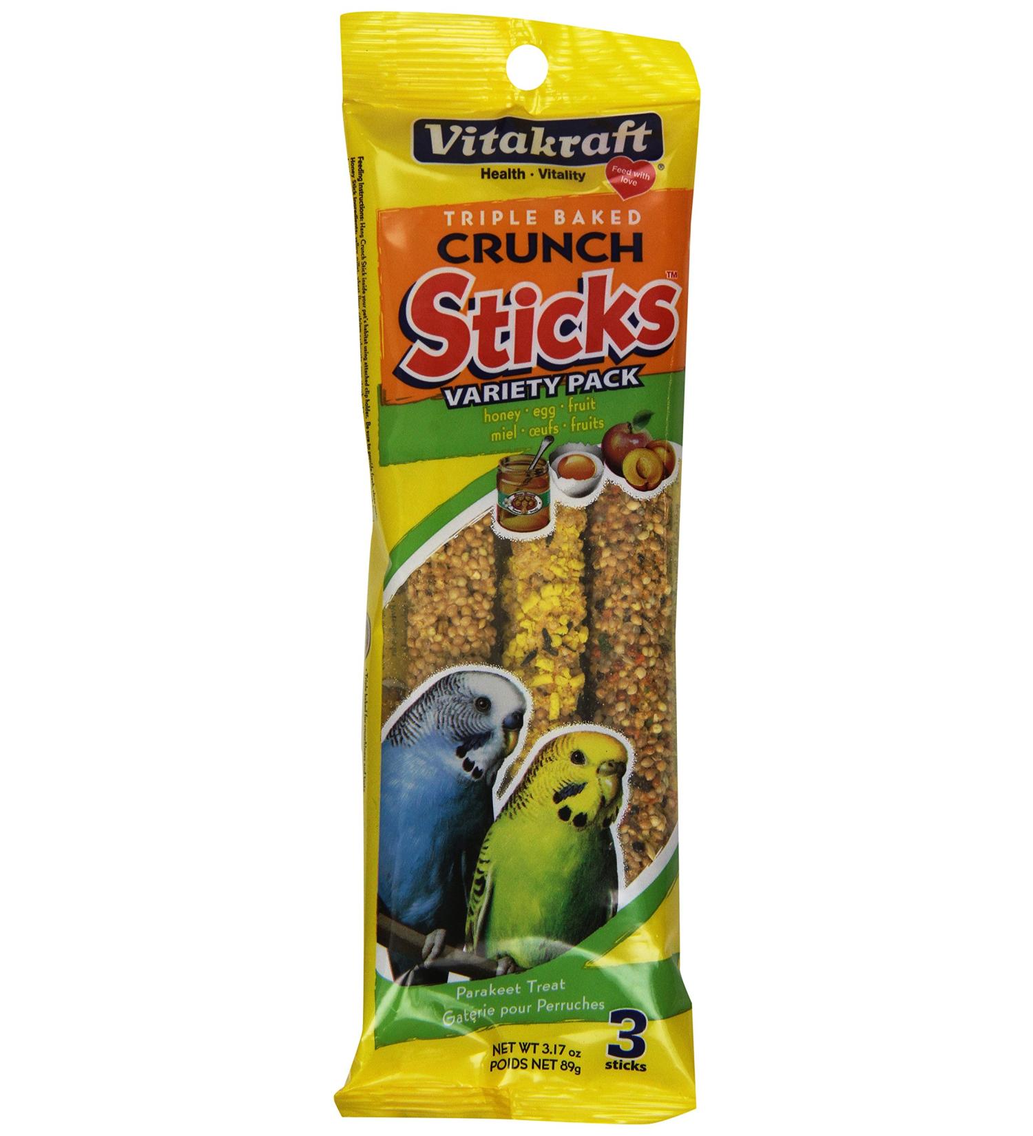 Vitakraft Parakeet Treat Sticks Variety 3 Pack (Honey Egg & Fruit) 3.17 Ounce Variety Sticks