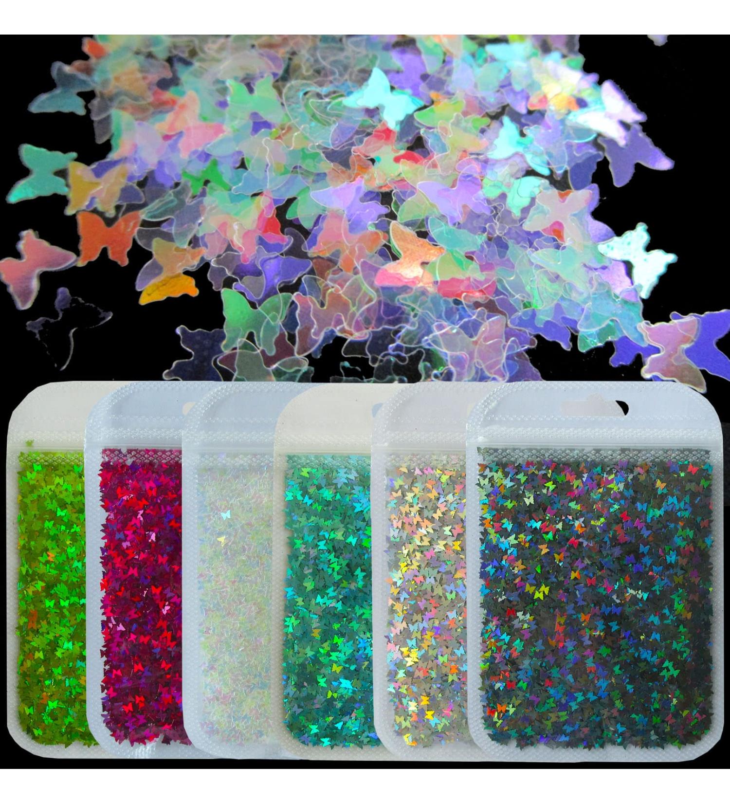 60g Butterfly Chunky Glitter Flakes - Holographic Mylar Confetti for Nail Design & Crafts - Buy Online on GoSupps.com