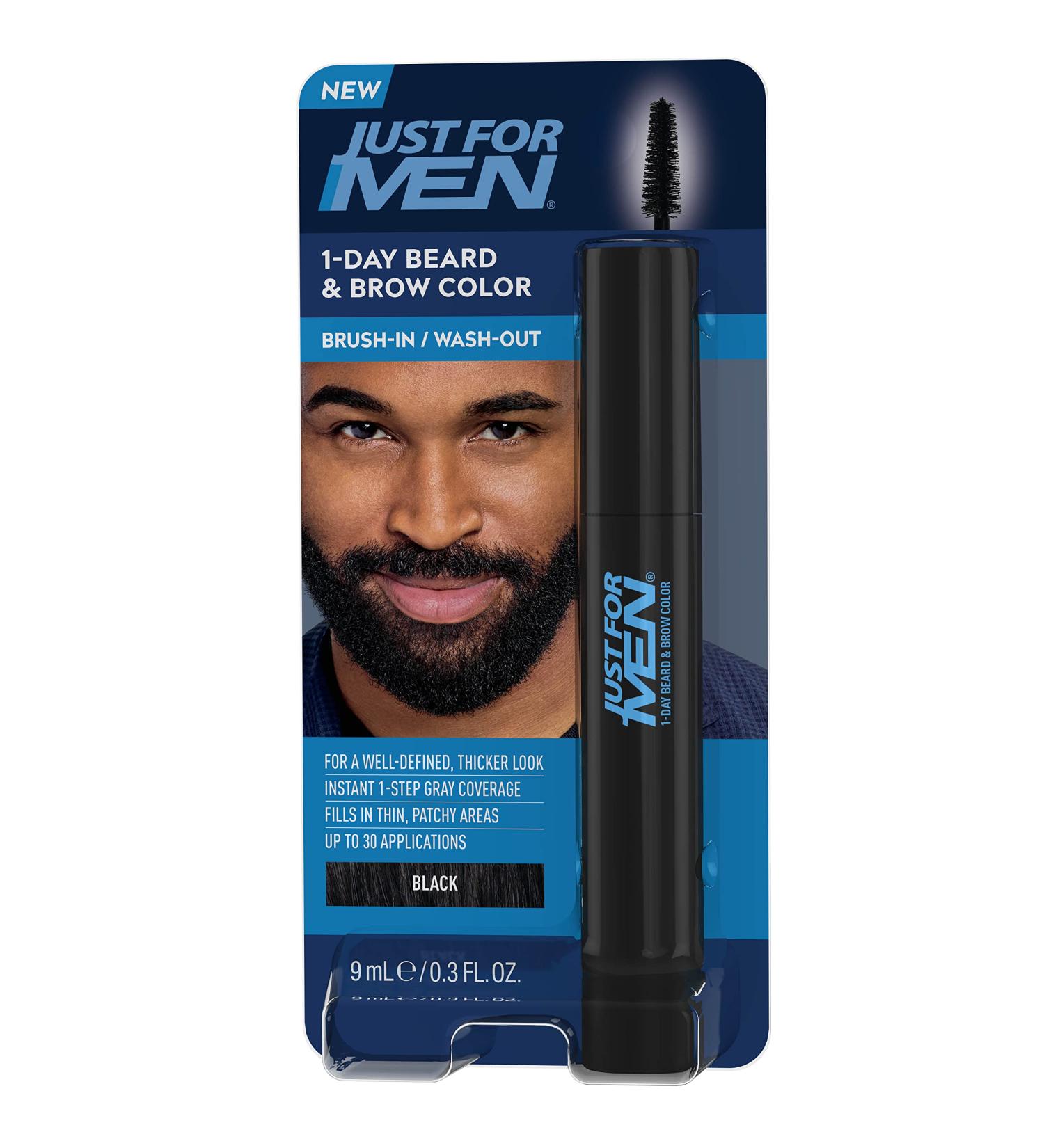 Just for Men 1-Day Beard & Brow Color - Temporary Black Color for Fuller Look | Up to 30 Applications - Buy Online on GoSupps.com