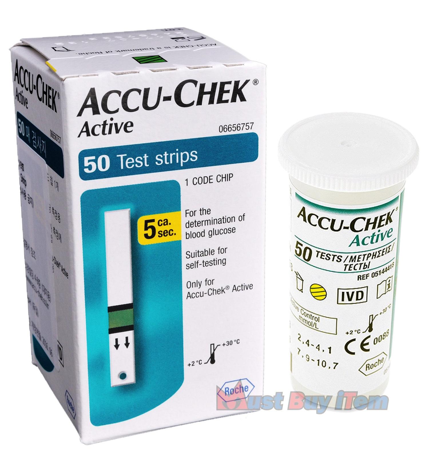 Roche Accu-Chek Active Blood Glucose Meter + 50 Test Strips | 1 Box - Buy Online on GoSupps.com