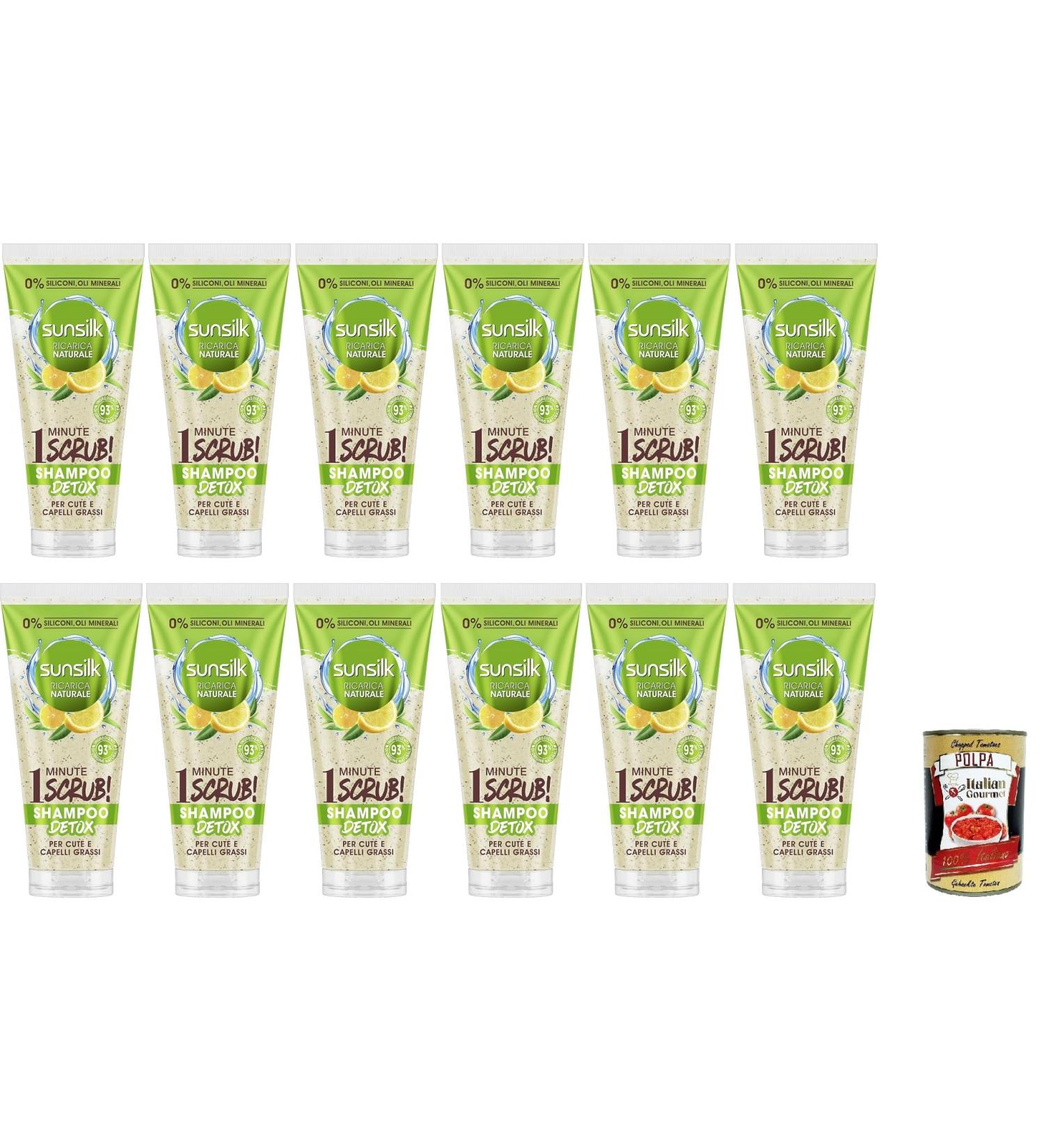 Unilever 12 x Sunsilk detox shampoo hair scrub with green tea and lemon shampoo peeling for scalp and oily hair + Italian Gourmet Polpa 400 g - Buy Online on GoSupps.com