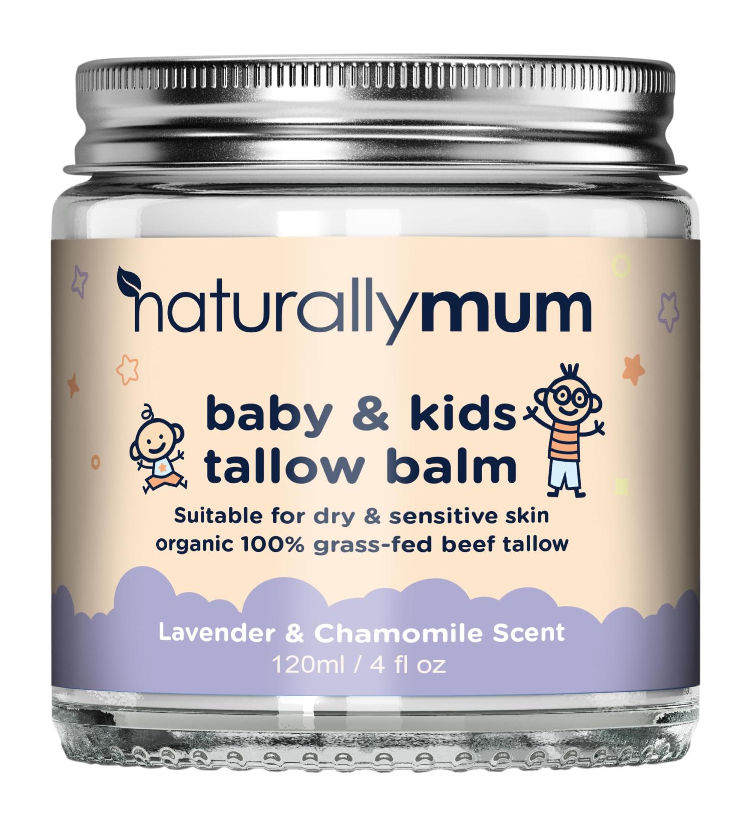 NaturallyMum Baby & Kids Tallow Balm | All-Natural Organic Grass Fed Beef Tallow | Moisturizing Cream | For Dry & Sensitive Skin | All in One Skincare Solution | 4.2 fl oz - Buy Online on GoSupps.com