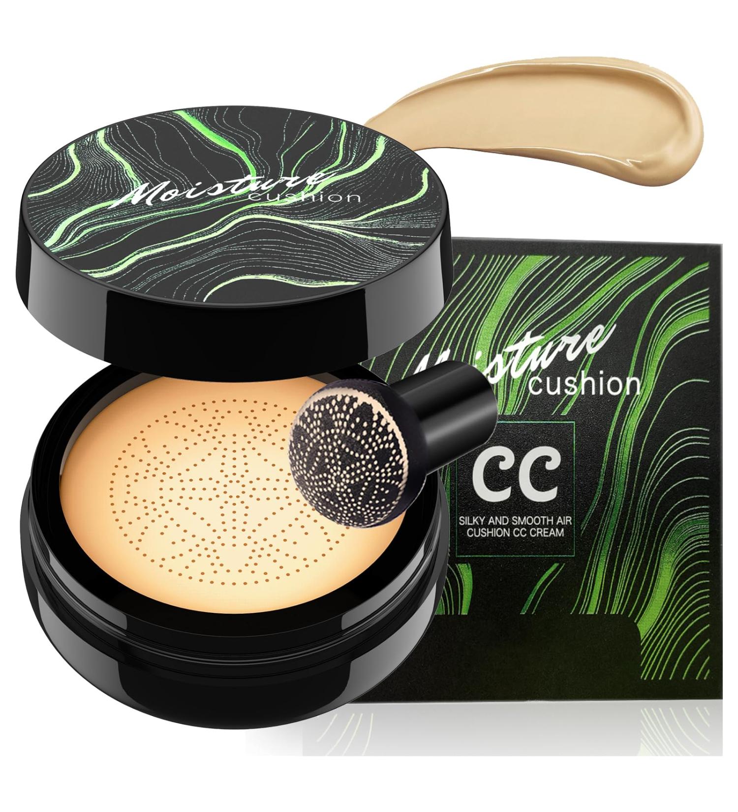 Mushroom Head Air Cushion CC Cream - Moisturizing & Oil Control BB Cream Foundation Create Long-Lasting Waterproof Makeup Base Primer Concealer Full Coverage for All Skin Types (Buff Beige) - Buy Online on GoSupps.com