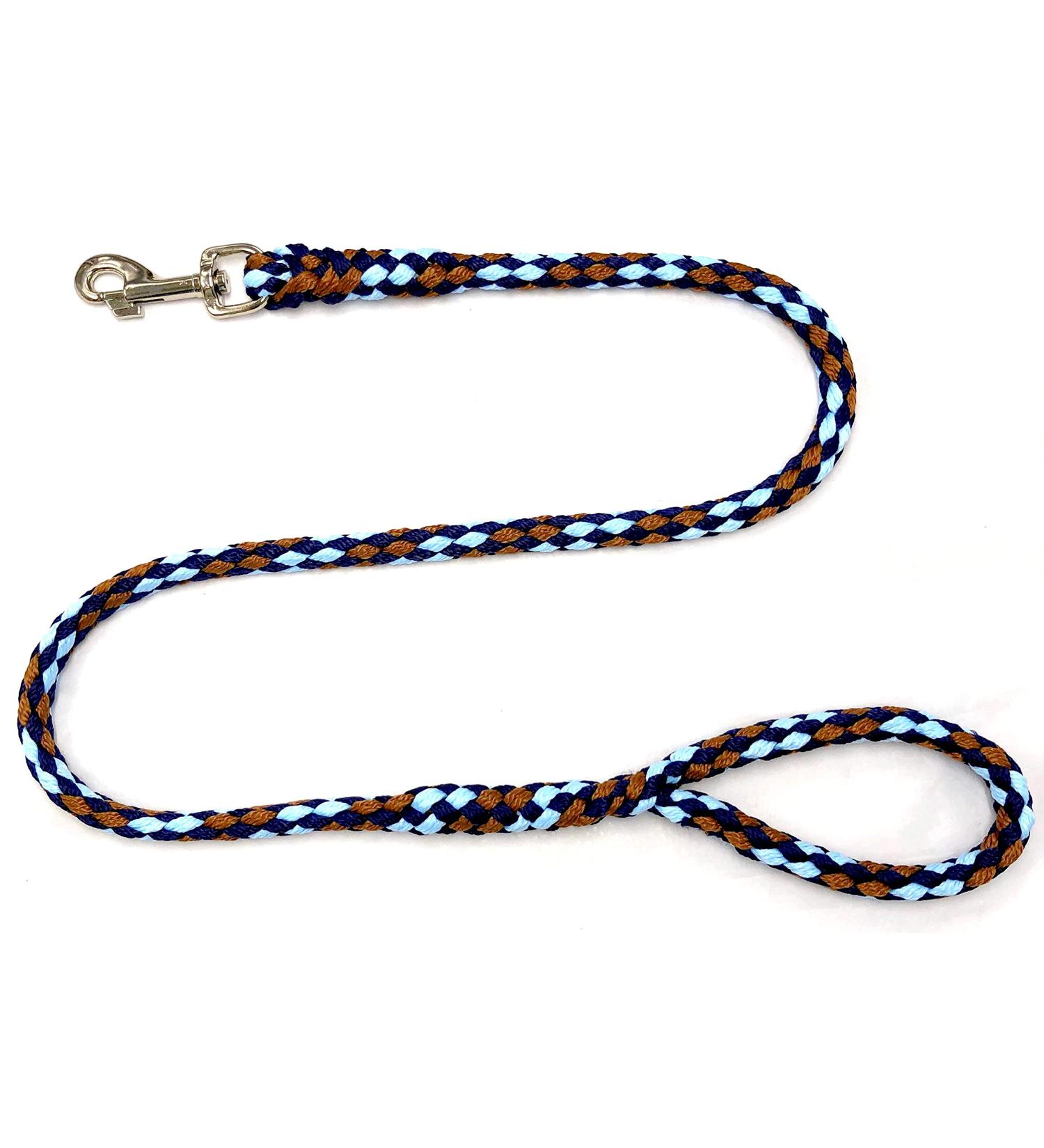 Dog leash large dogs jumbo with hand loop up to 80 kg / guide line / practice line / training line very stable 17 colors (1.50m Africa (brown-marine blau-hellblau)) 1.50m Africa (brown-marine blau-hellblau)