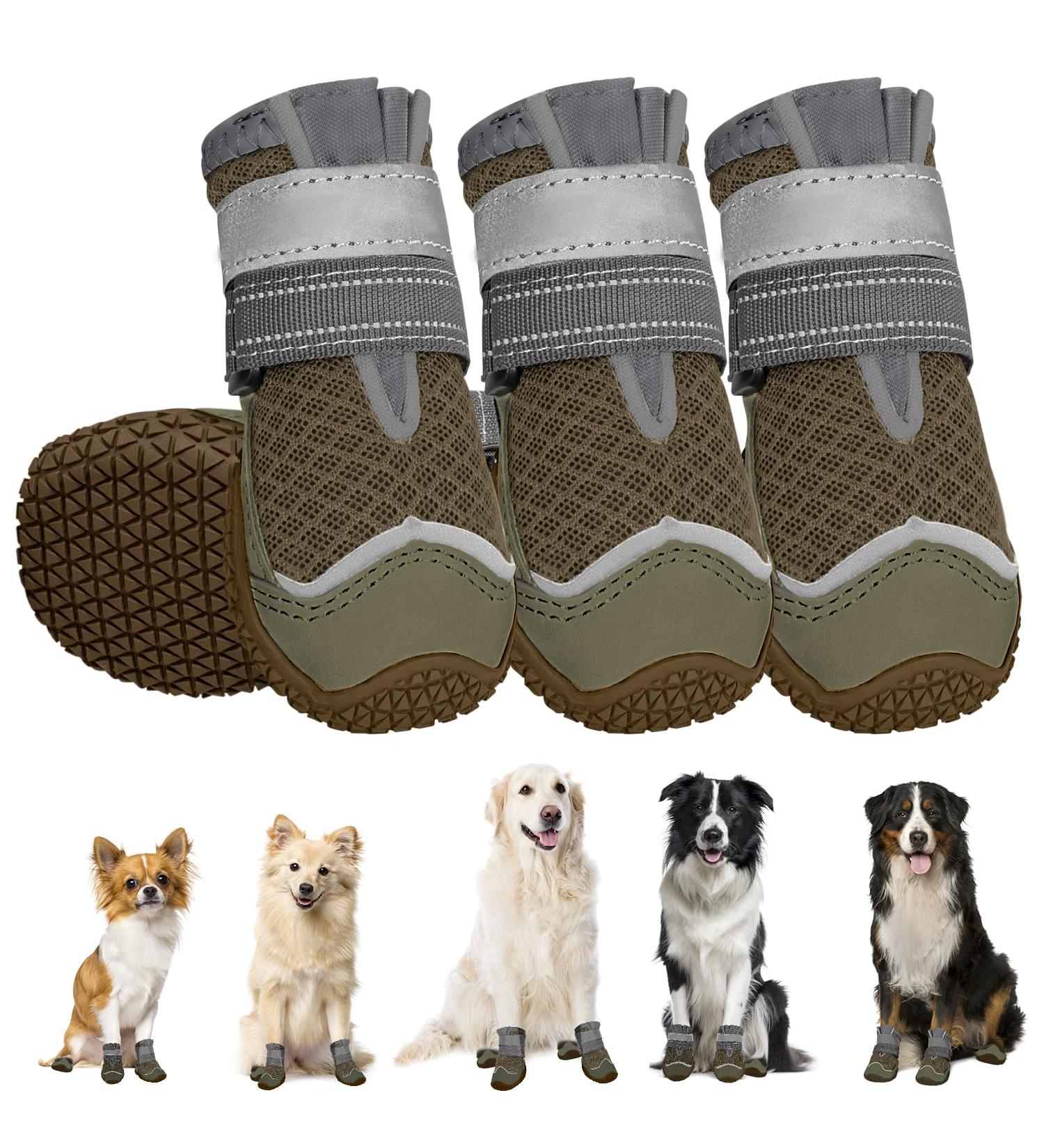 Slowton Dog Shoes - Breathable Non-Slip Paw Protection Boots for Small Medium & Large Dogs | Adjustable Reflective Velcro | Size 0 (3.5 cm Width) - 4 Pieces - Buy Online on GoSupps.com
