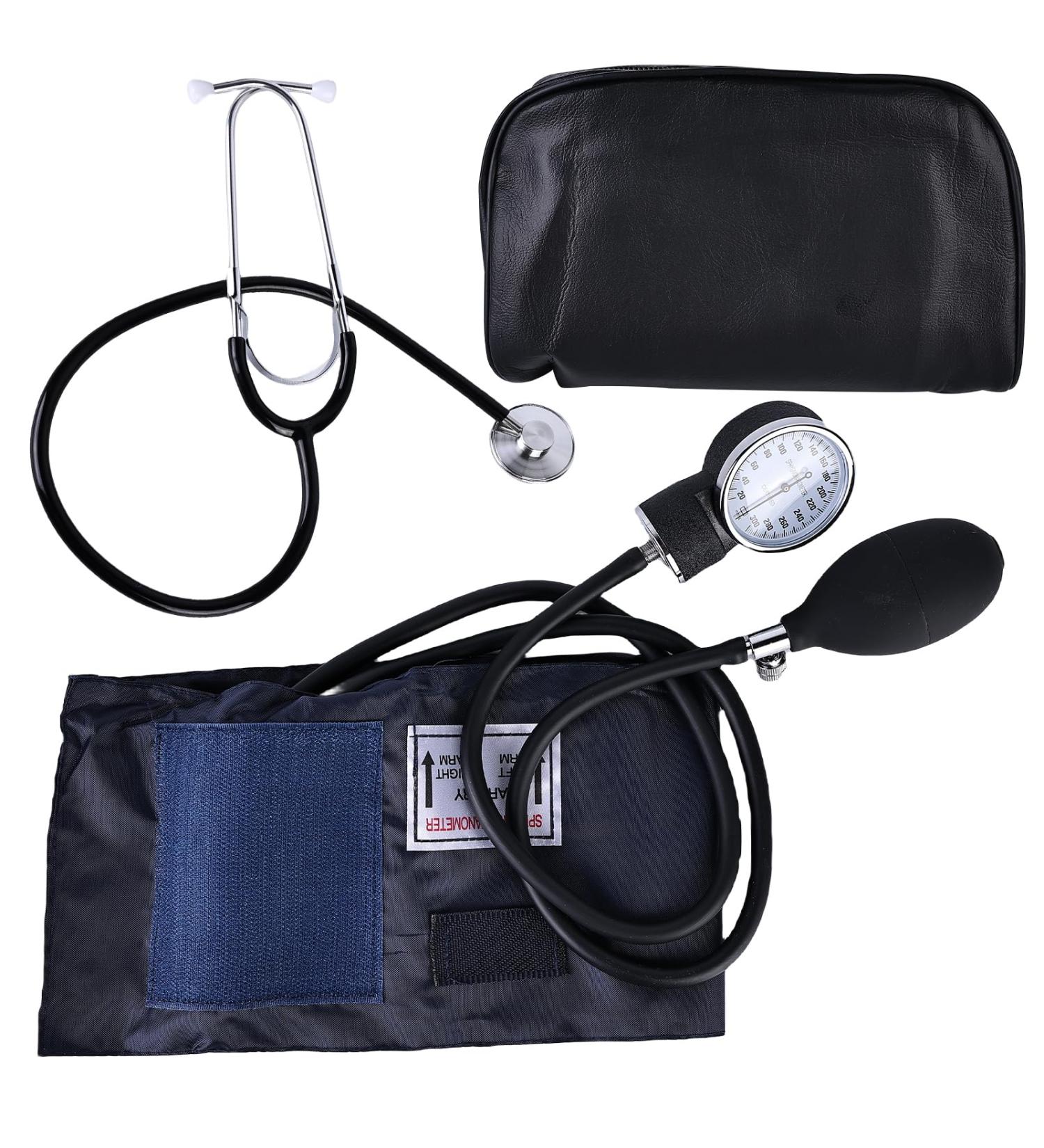 Vega Manual Blood Pressure Monitor with Stethoscope for Nurses & Seniors - Accurate Aneroid Cuff (Black) - Buy Online on GoSupps.com
