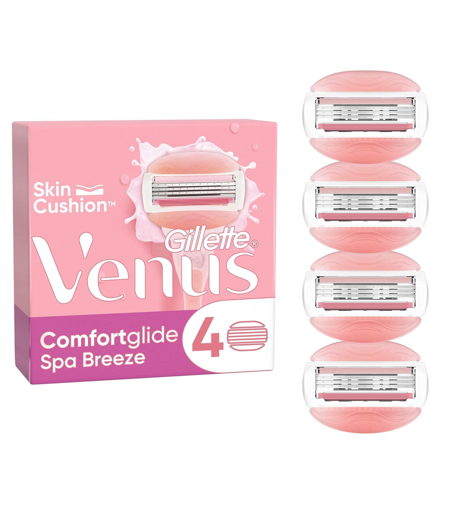Gillette Venus Comfortglide Spa Breeze Razor Blades for Women - 4 Replacement Blades for Smooth Shaving - Buy Online on GoSupps.com