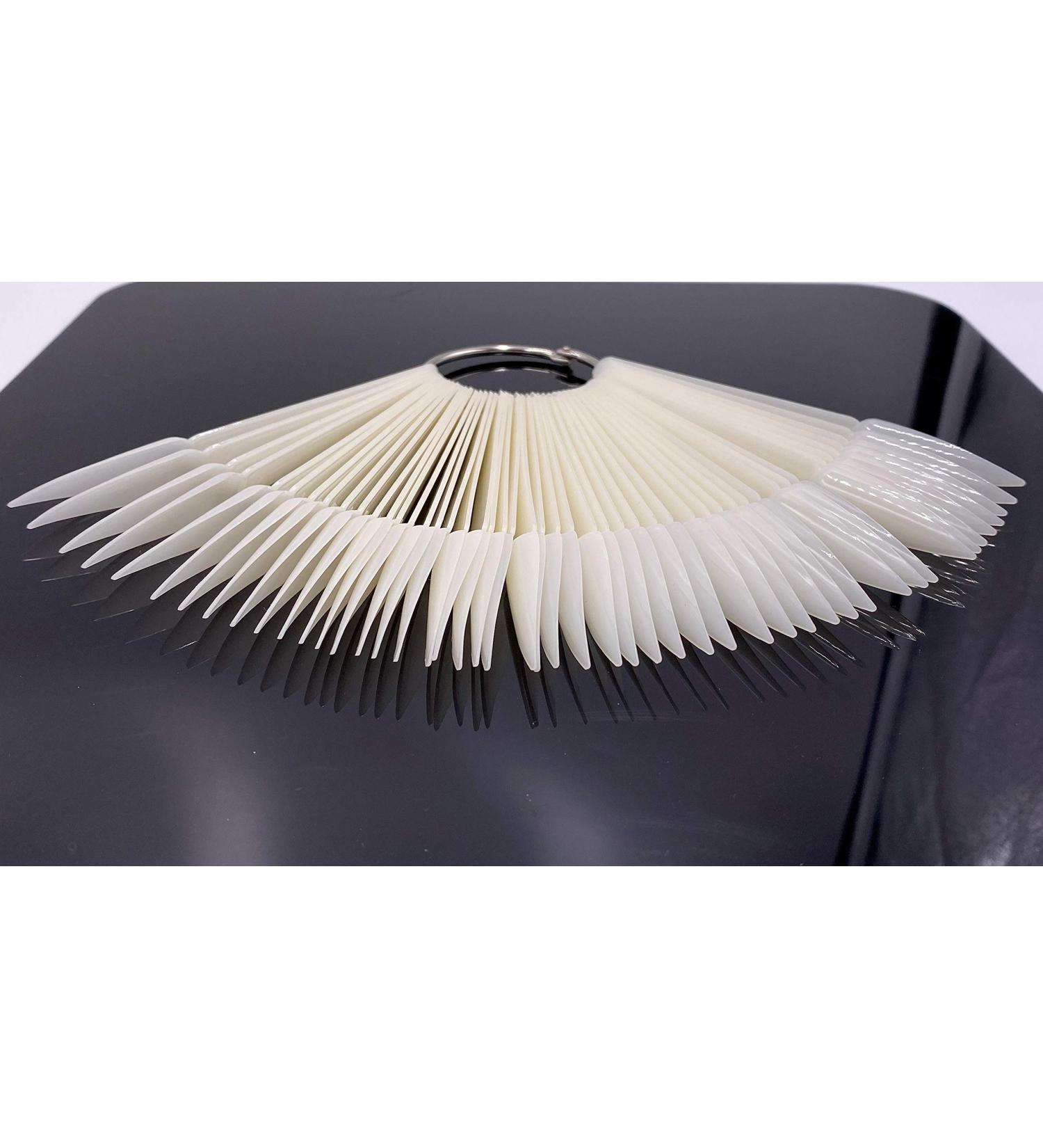 Buy 2 Sets of 100 Fan Shape Nail Art Tips - Plastic Display Polish Boards with Metal Split Ring Holder | Natural Color - International Shipping Available - Buy Online on GoSupps.com