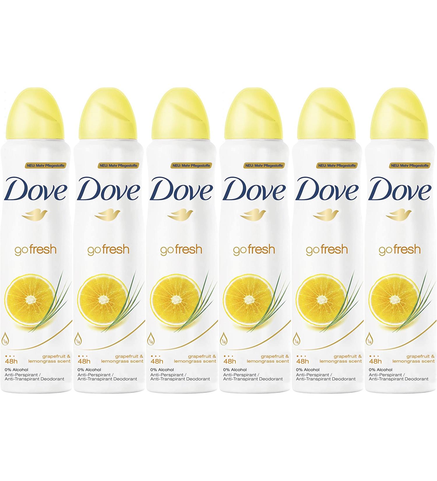 (6 PACK) DOVE Dry Spray Antiperspirant 48 hours (Go Fresh Grapefruit & Lemongrass) 5oz