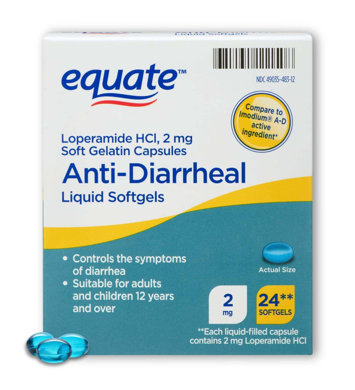 Equate Anti-Diarrheal Softgels - Loperamide HCl 2 mg 24 Count | Fast Relief | Fusion Shop Store - Buy Online on GoSupps.com