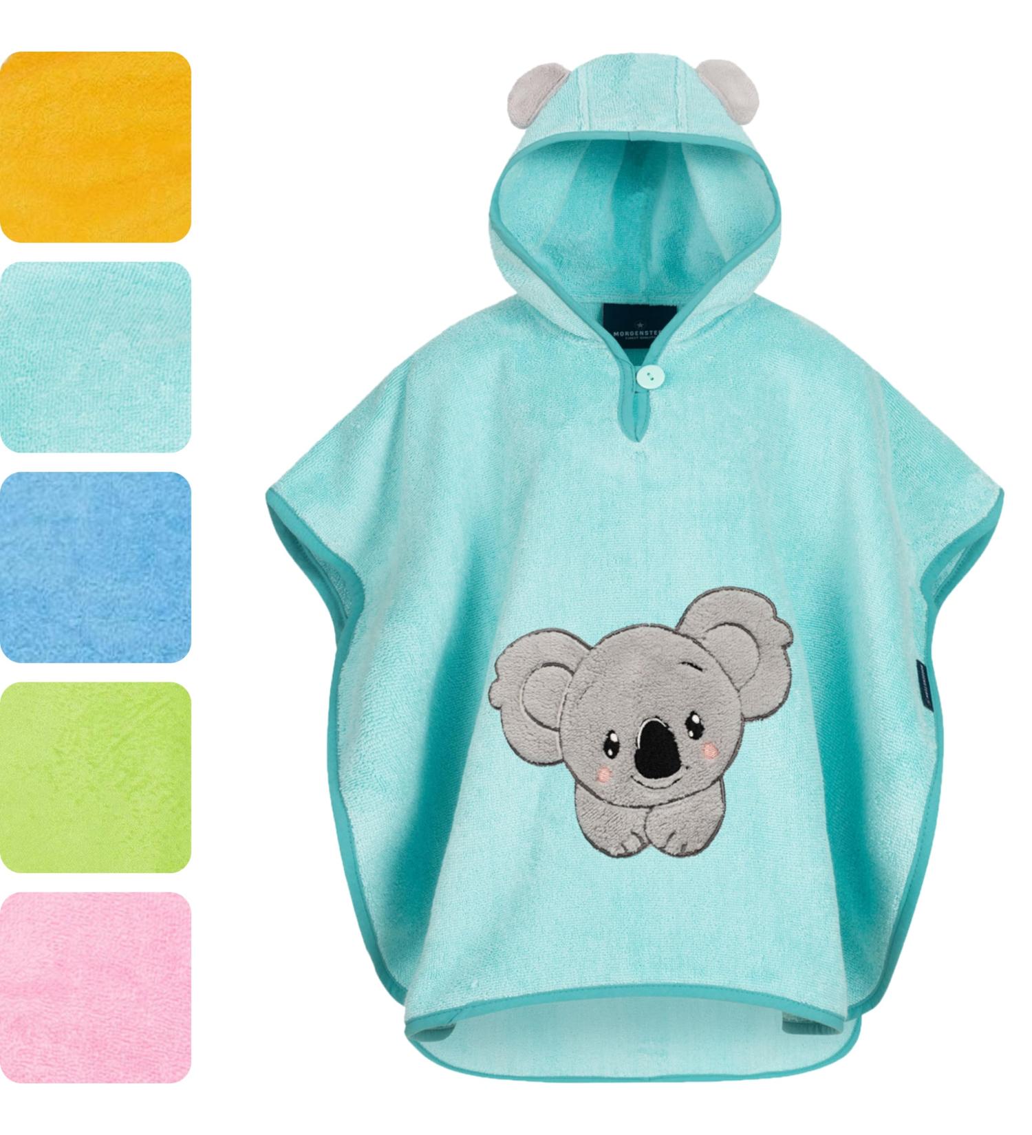 Shop Morning Star Badeponcho: 100% Cotton Oeko-Tex Hooded Baby Bath Towel for Girls & Boys (1-3 Years) - Turquoise Koala - Buy Online on GoSupps.com