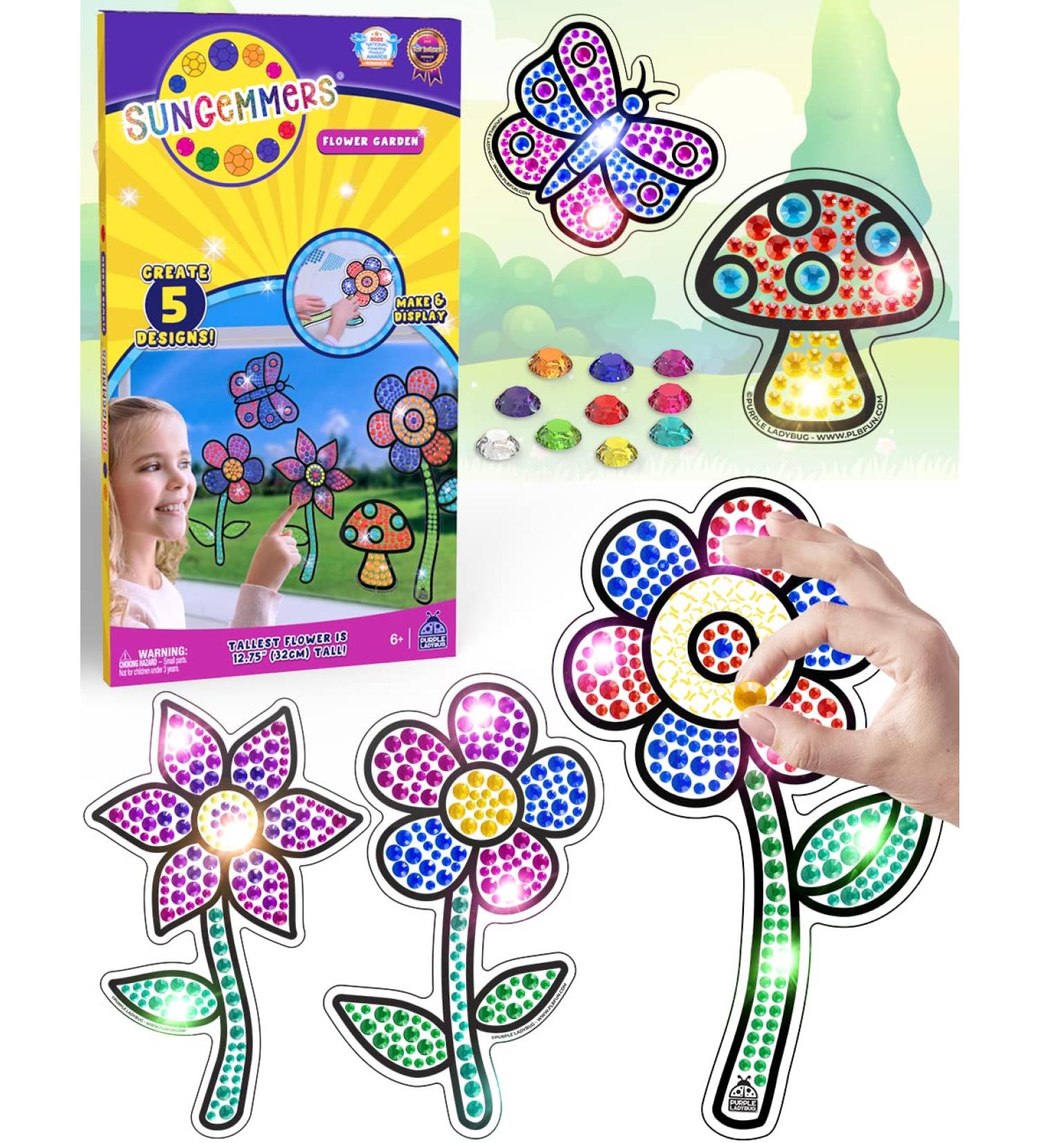 SUNGEMMERS Suncatcher Gem Art Diamond Painting Kit - Fun Arts & Crafts for Kids Ages 8-12 - XL Flower Garden Design - Perfect Gift for 6-10 Year Old Girls - Buy Online on GoSupps.com