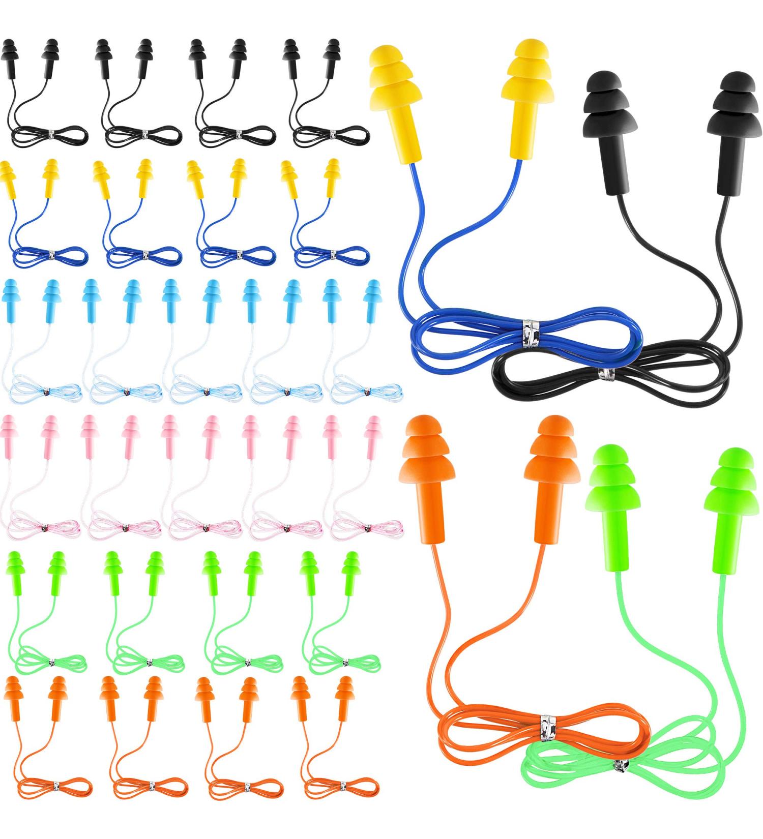 30 Pairs Corded Silicone Waterproof Ear Plugs for Sleeping, Swimming, Shooting - Reusable Noise Cancelling & Hearing Protection - Buy Online on GoSupps.com
