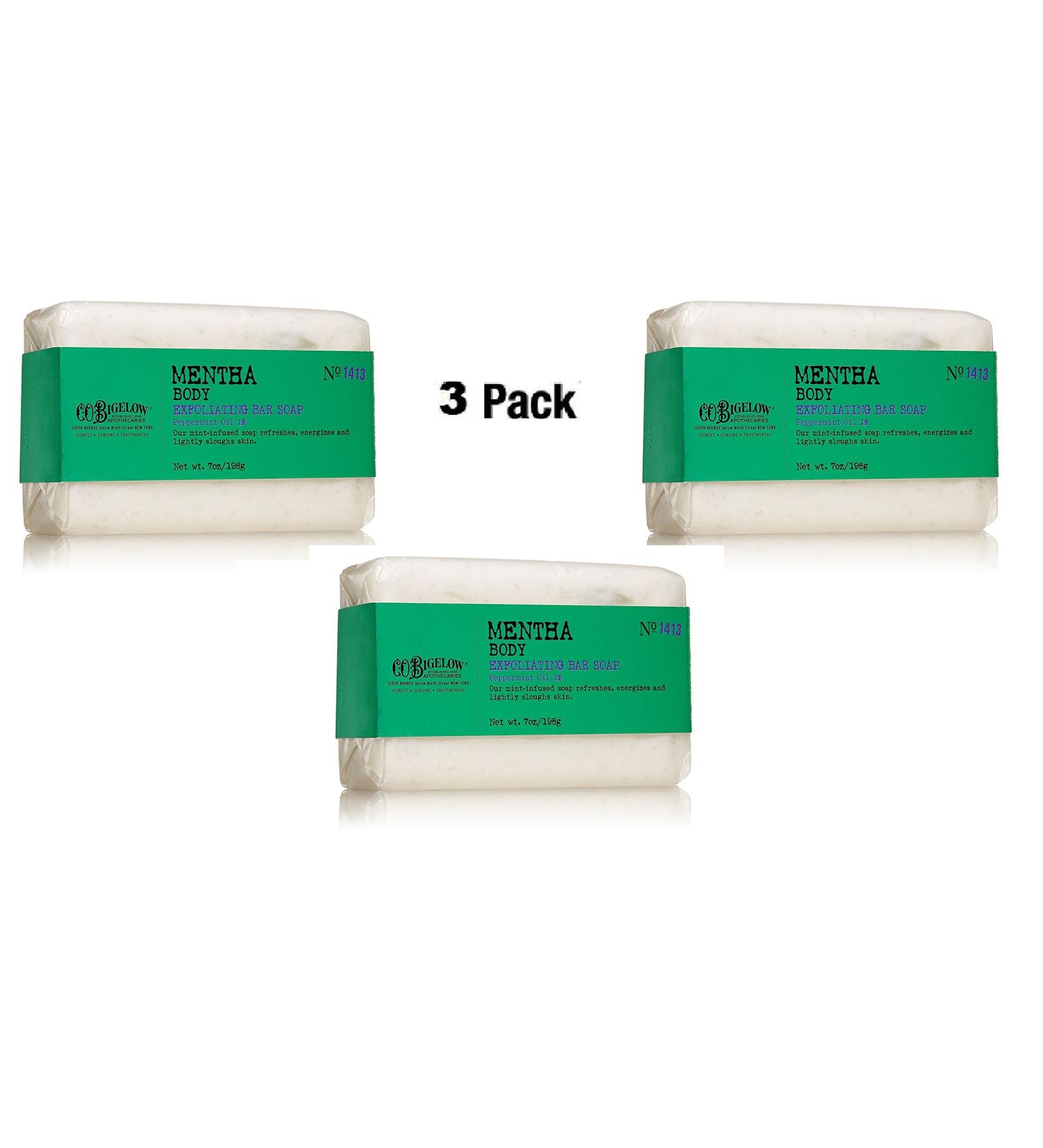 Lot of 3 C.O. Bigelow Mentha Body Exfoliating Bar Soap 7.0 oz - Hydrating Mint Soap Bundle - Buy Online on GoSupps.com