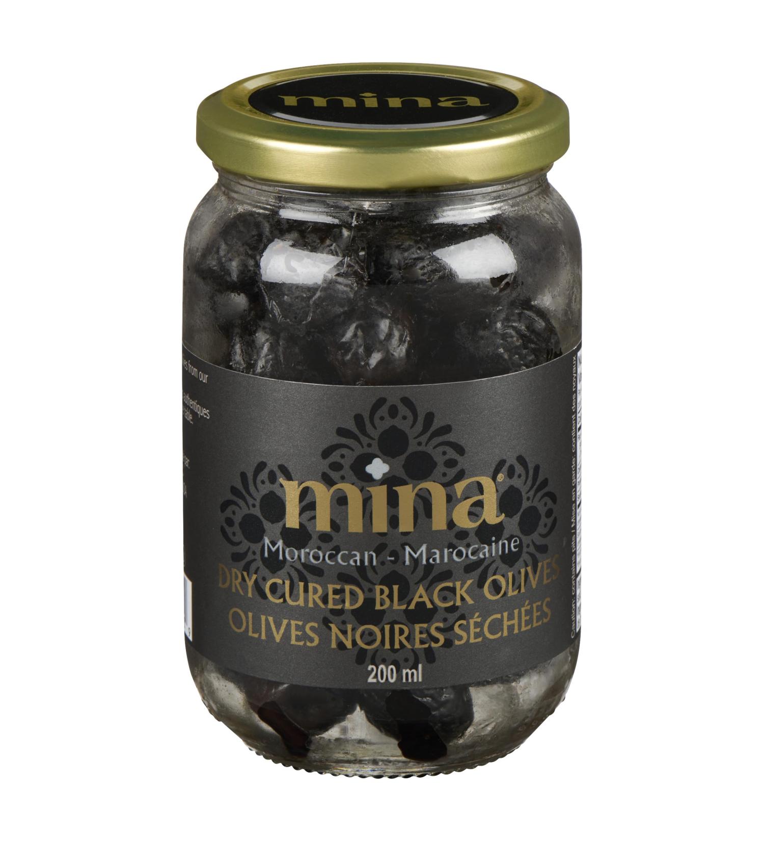 Mina Dry Cured Black Olives 200ml - Buy Online on GoSupps.com