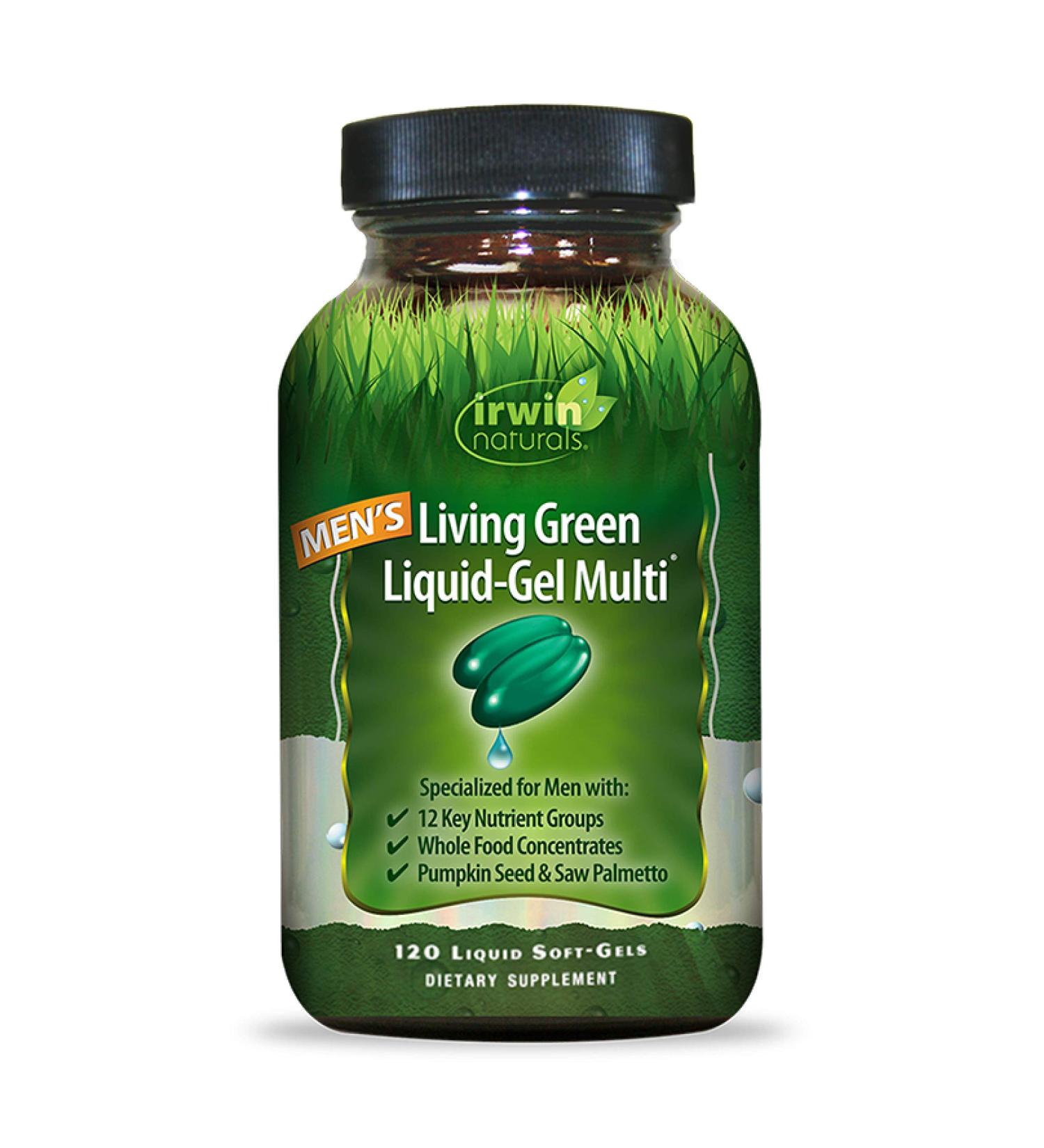 Irwin Naturals Men's Living Green Liquid-Gel Multi - 120 Soft-Gels for Optimal Health - Buy Online on GoSupps.com