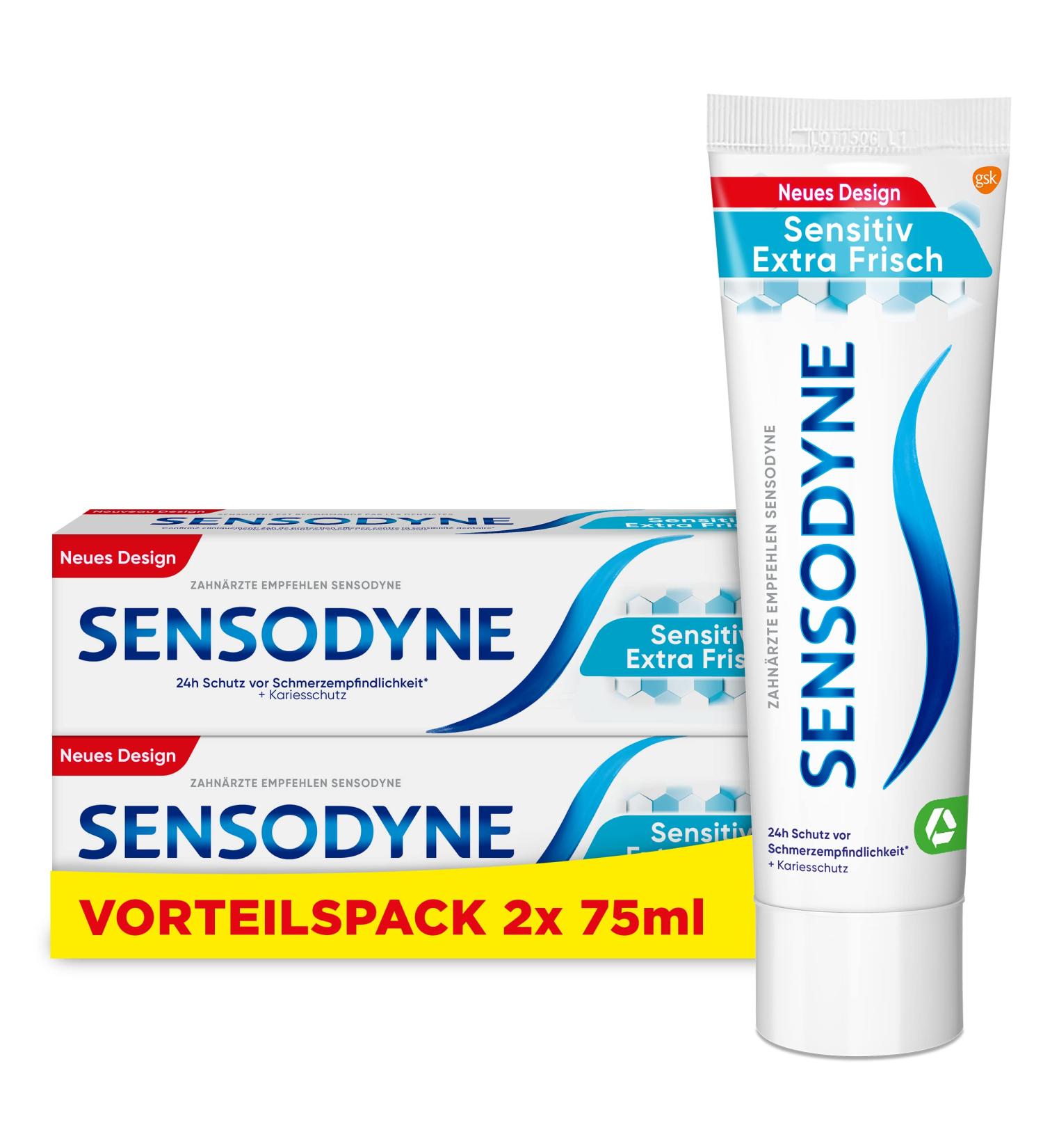 Sensodyne Sensitive Extra Fresh Toothpaste - Daily Care for Sensitive Teeth (2x75ml) | Fast International Shipping - Buy Online on GoSupps.com