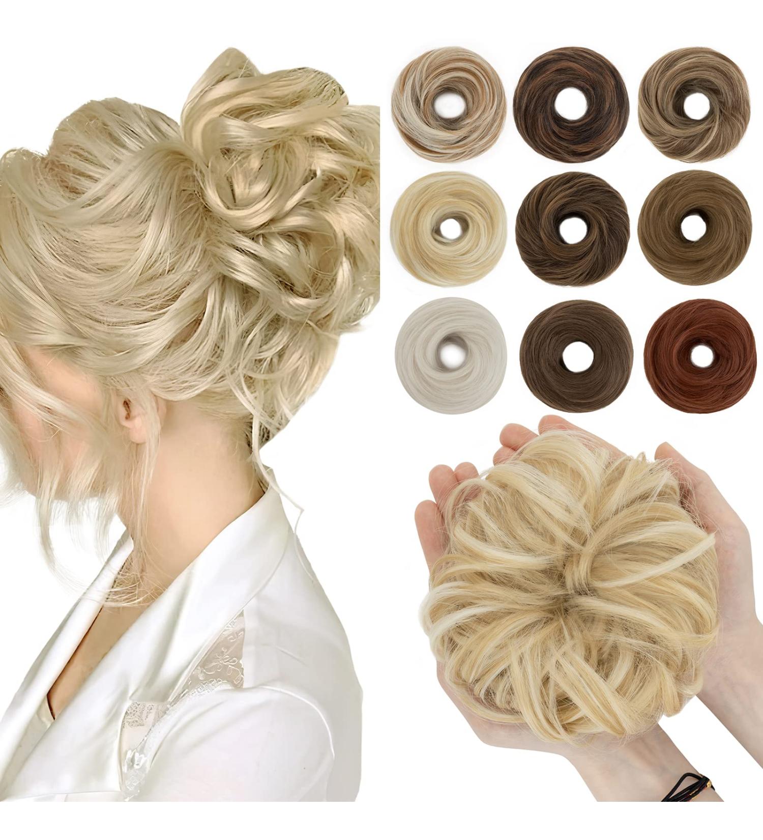 Sego Hair Part with Rubber Band - Large Dutt Hair Tie & Extensions for Women - Golden Mix Bleach Blonde - Buy Online on GoSupps.com