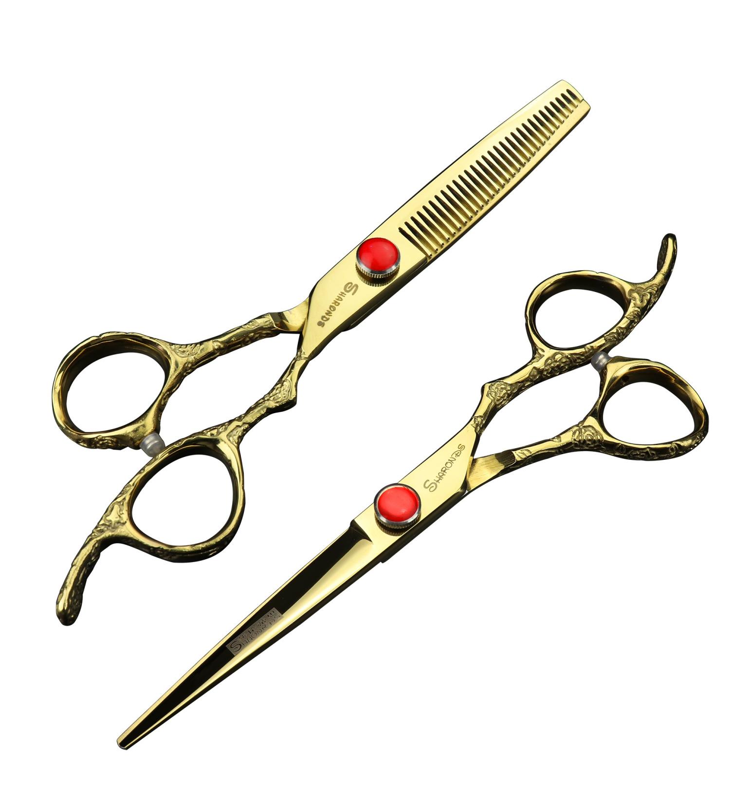 Golden Professional Hairdressing Scissors Set - 6 Inch & 7 Inch | Premium Quality for Stylists & Barbers - Buy Online on GoSupps.com