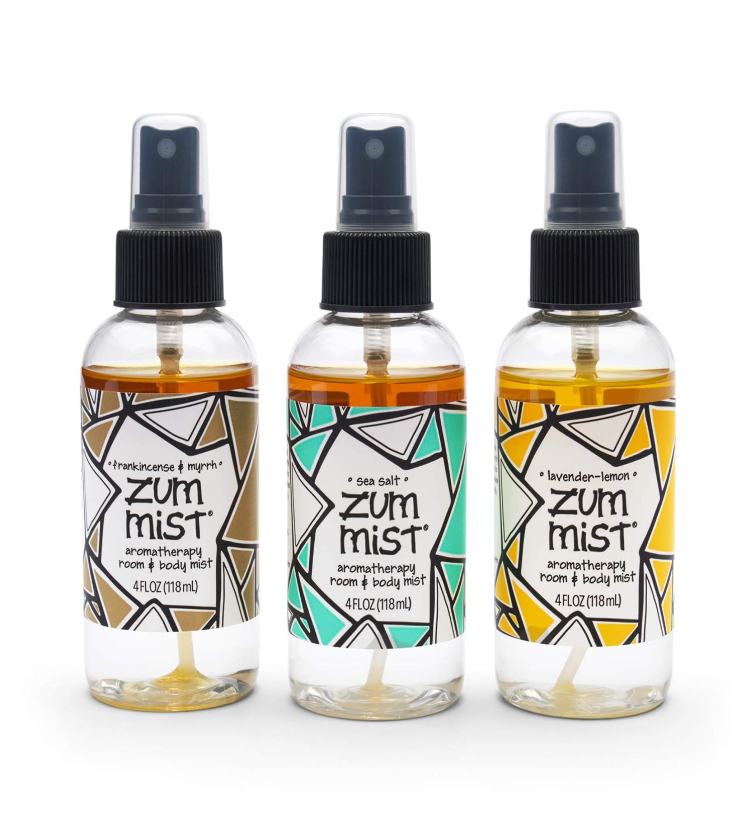 Zum Mist Room and Body Spray 4 fl oz (3 Pack) - Popular Blends: Frankincense, Myrrh, Sea Salt, Lavender-Lemon - Buy Online on GoSupps.com