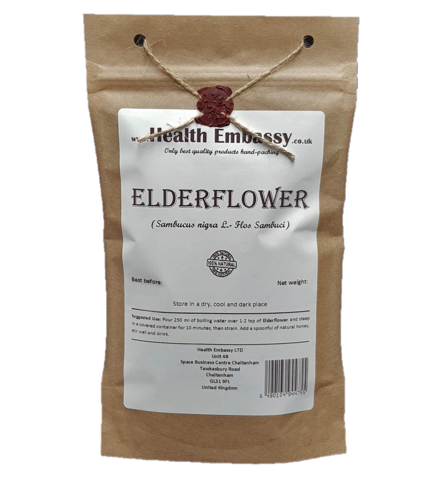 Health Embassy Elderflower/Fleurs De Sureau (Sambucus Nigra L.) Loose Herbal Tea (100g) - Buy Online on GoSupps.com