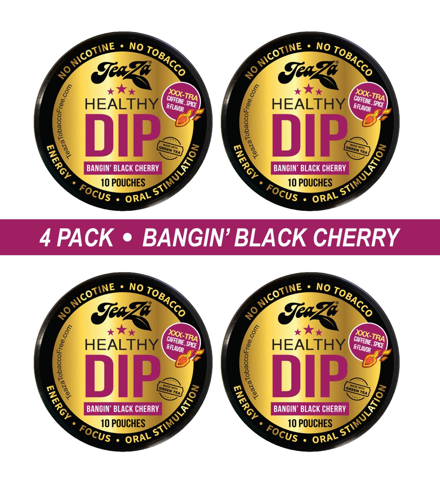 TeaZA Energy Pouches - Nicotine & Tobacco Free Alternative for More Energy - Black Cherry Flavor (4 Pack) - Buy Online on GoSupps.com