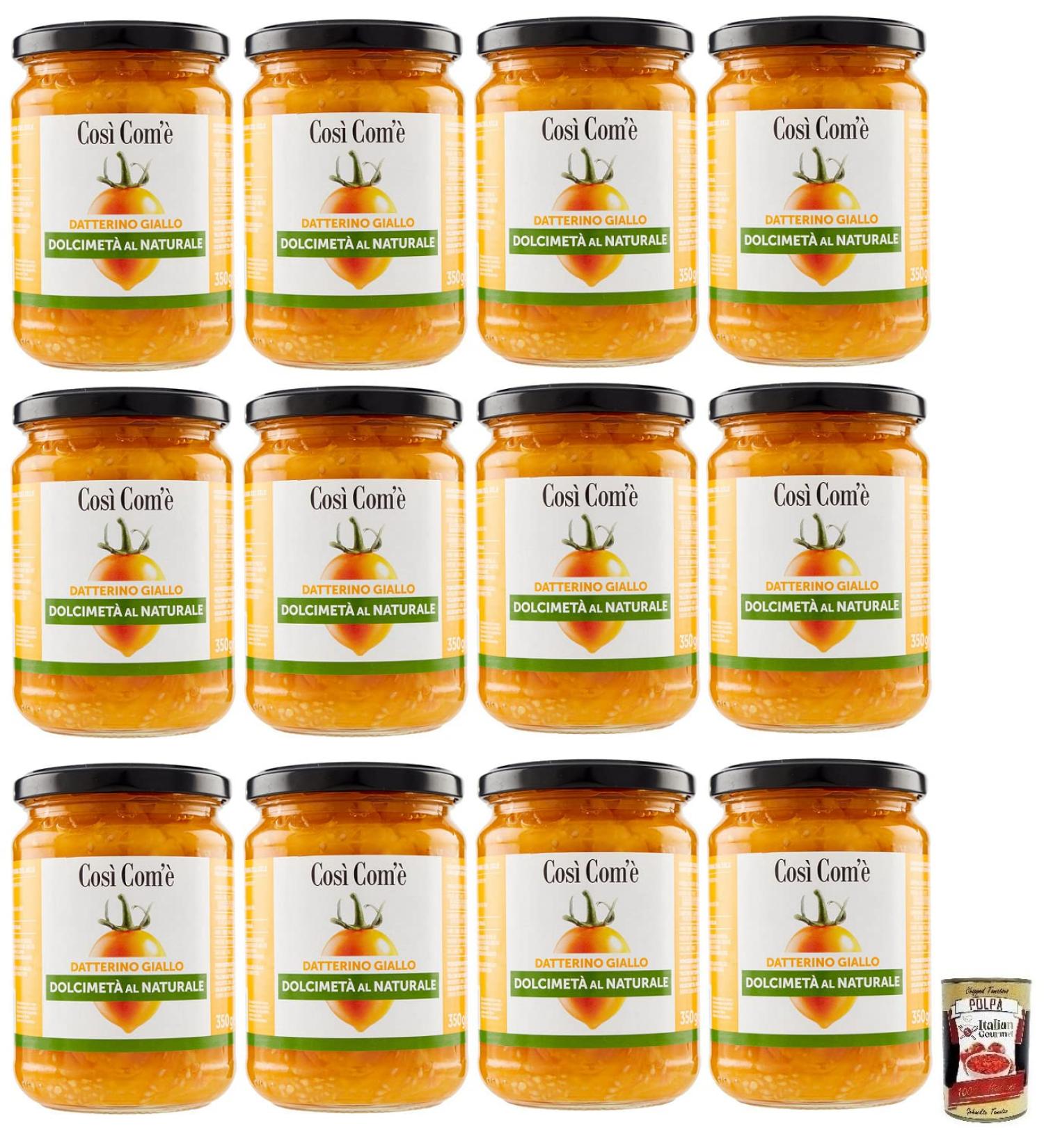  Italian Gourmet E.R. Cos Com' Datterino Giallo Dolcimet Lot of 12 halved yellow tomatoes Italian tomatoes 350g jar + Italian Gourmet Polpa di Pomodoro 400g box - Buy Online on GoSupps.com