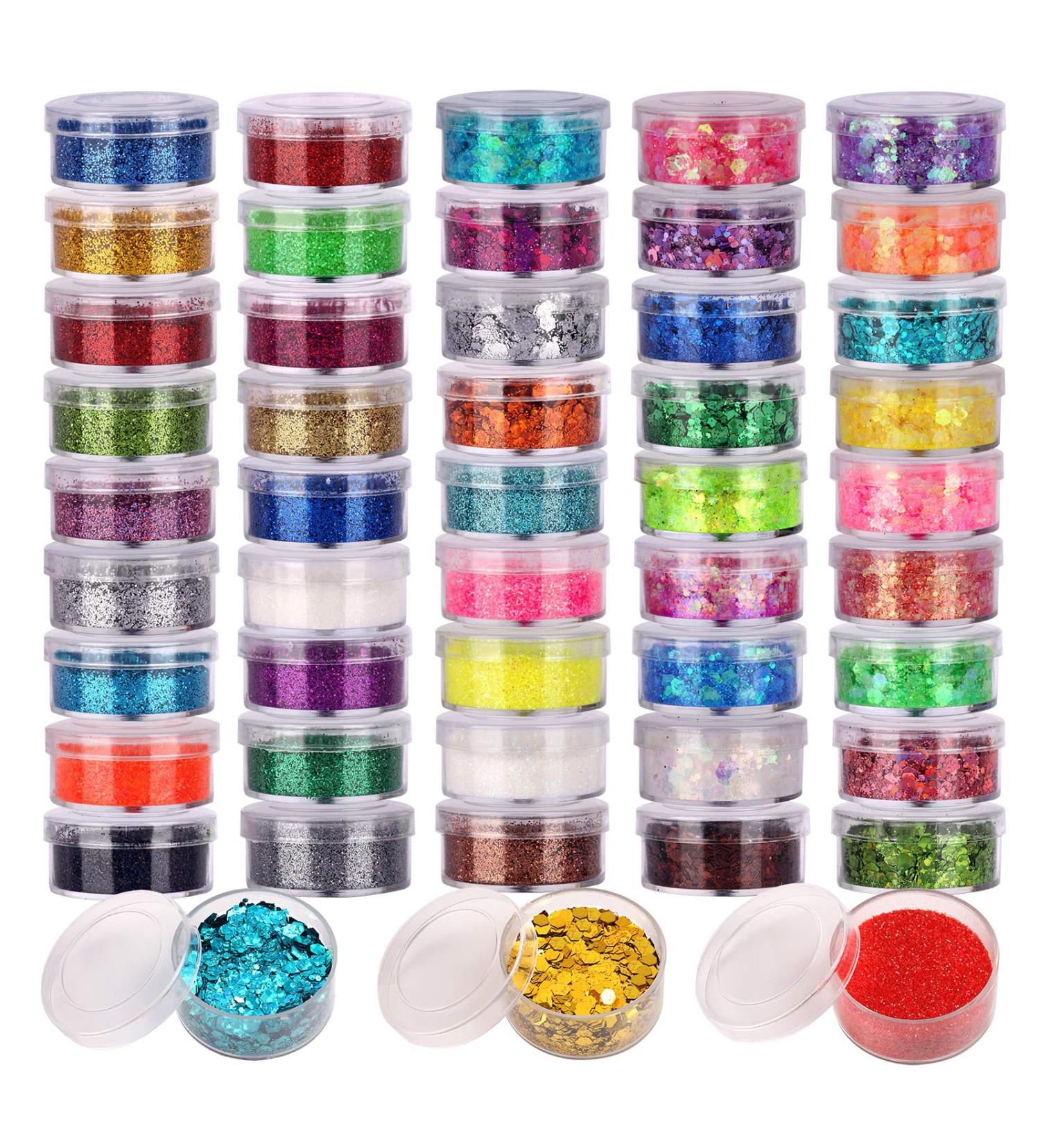 48 Boxes Glitter Set - Fine & Chunky Glitter Sequins for Nail Art, Makeup & Festival Halloween - Buy Online on GoSupps.com